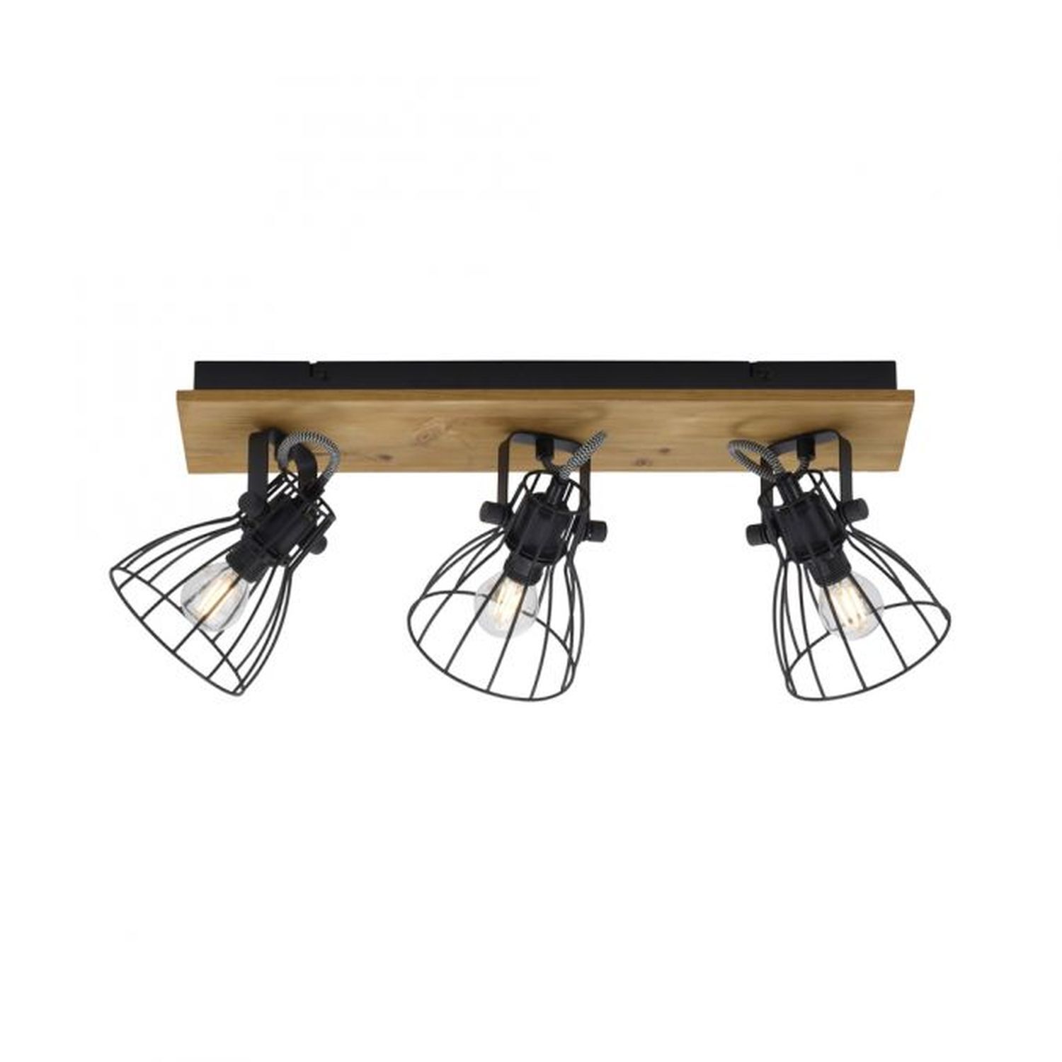 Spot de plafond bois métal fil 60 cm de long E14 réglable