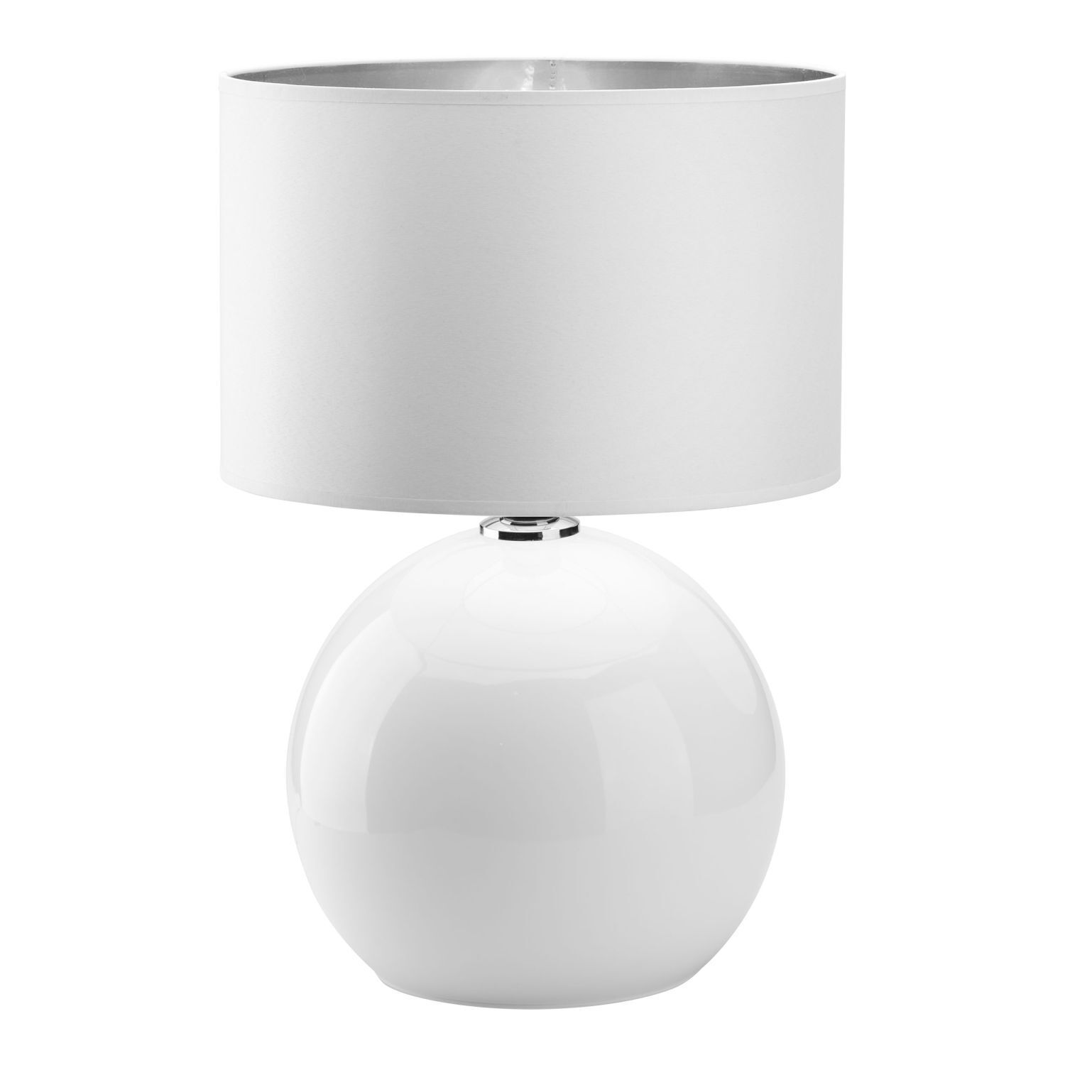 Lampe de chevet verre tissu blanc argent 54 cm grand