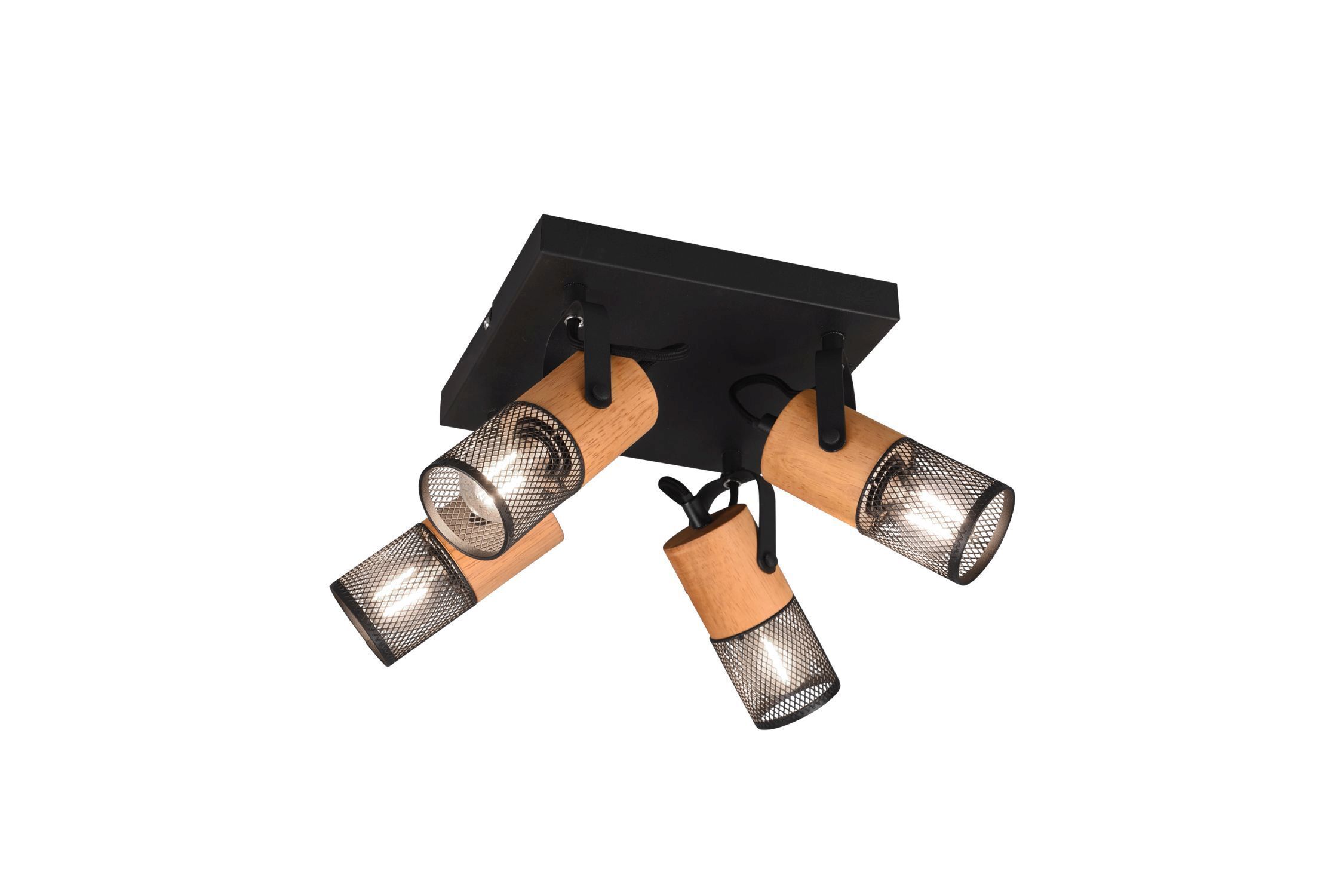 Flexibler Deckenstrahler Metall Holz B:22 cm E14 4-flmg Beleuchtung, Lampe, Fön, Gerät, Elektrisches Gerät
