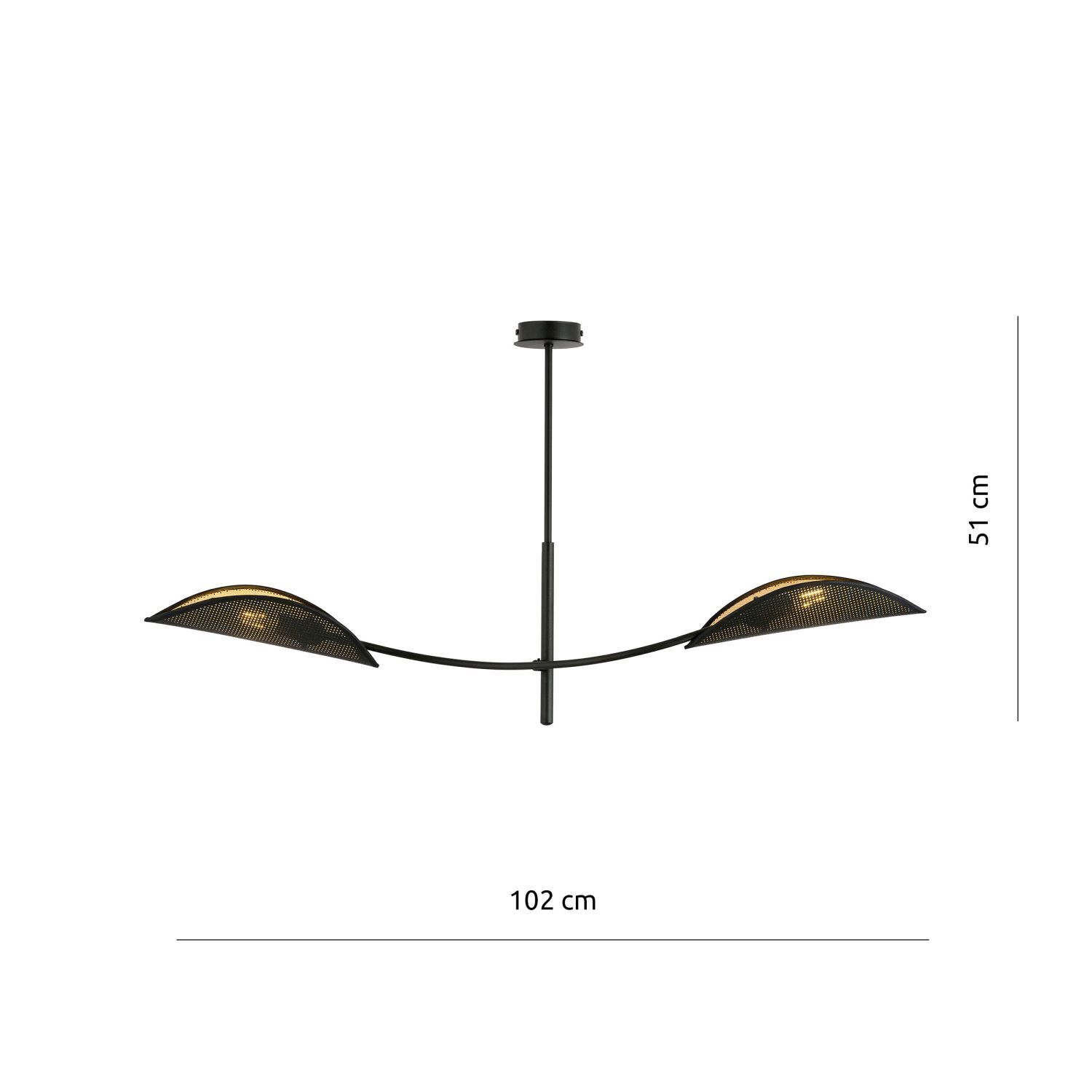 Plafonnier tissu métal 103 cm de long pivotant en noir or