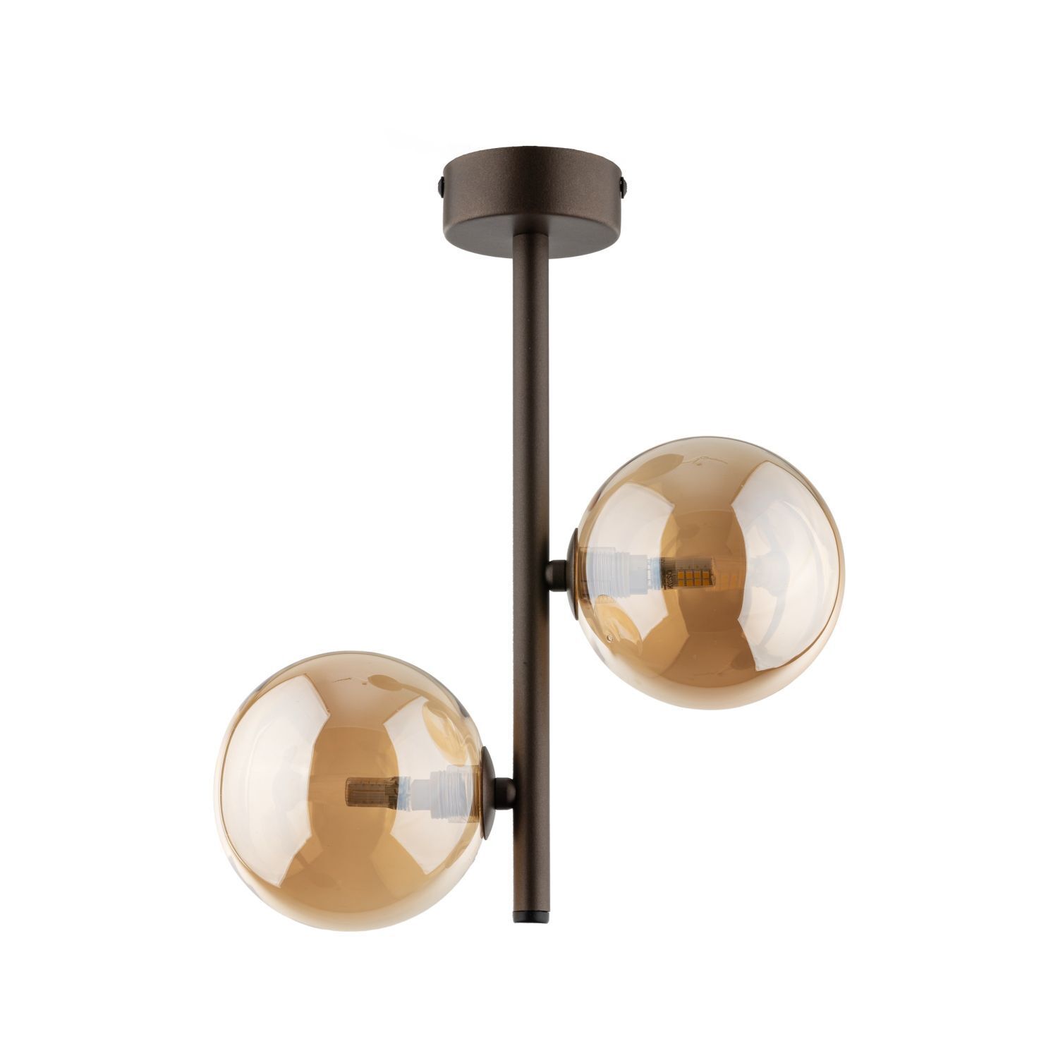 Deckenlampe, Wandlampe, Kugel-Lampe, zwei Glaskugeln, Bronzefarbene Glaslampen
