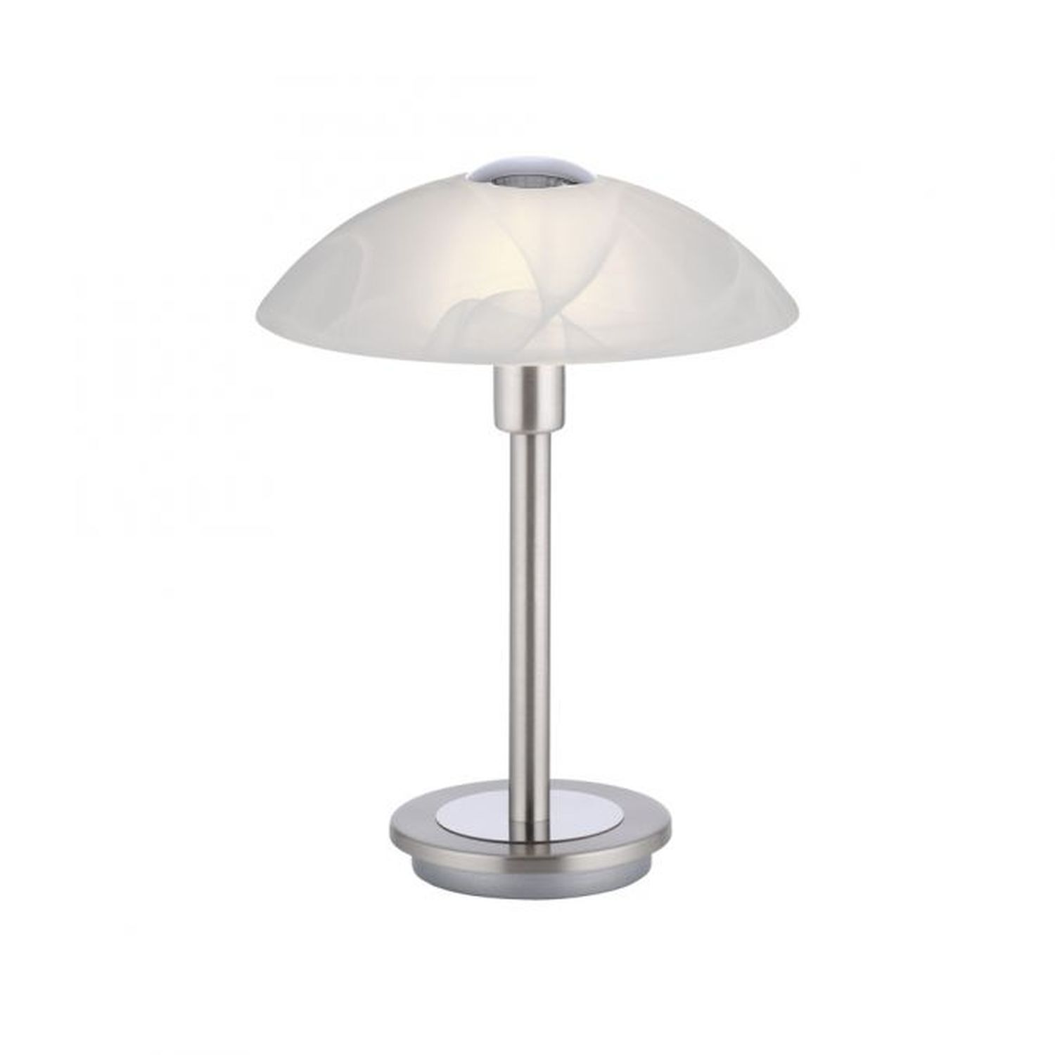 Lampe de table LED à intensité variable en argent Verre albâtre 28 cm