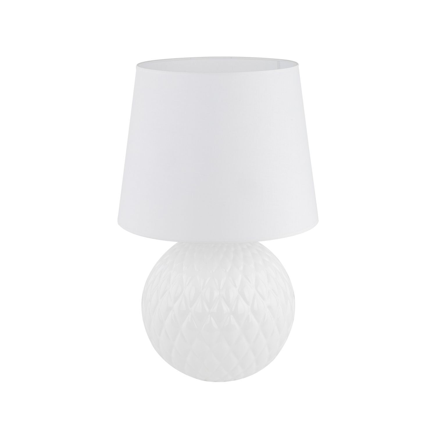 Lampe de table Blanc 60 cm de haut Ø 38 cm Verre Tissu DOLORES