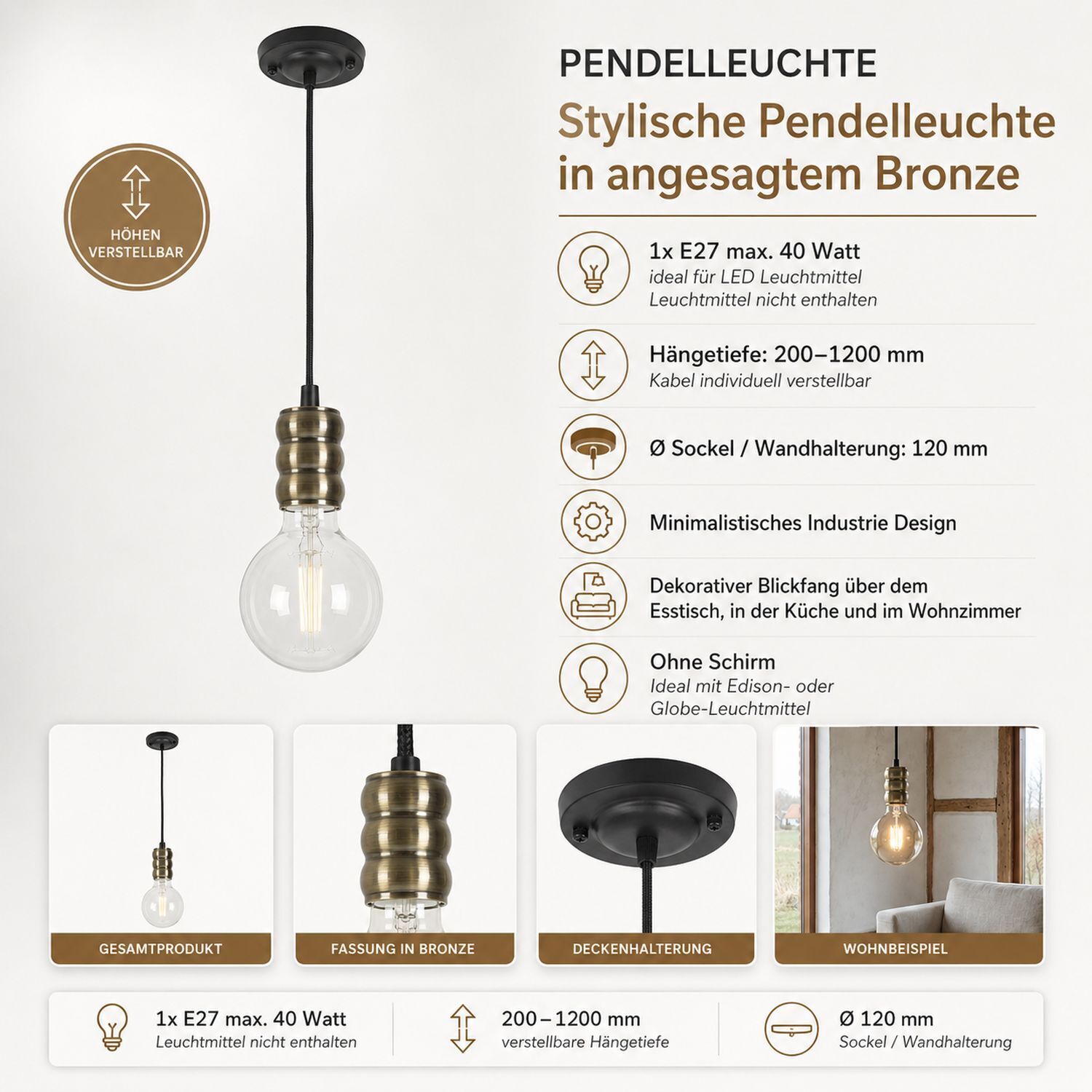 vintage-retro-steam-punk-pendelleuchte-haengelampe-fassung-messing-3 Pendelleuchte, Glühbirne, Bronze, Hängetechnik, industriales Design