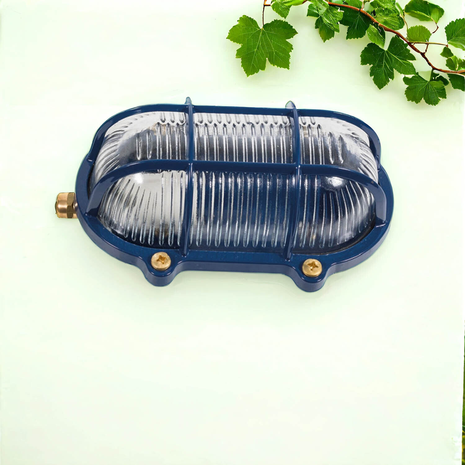 Wandlampe außen Keller Glas Echt-Messing E27 IP64 B: 21 cm LED-Abdeckung, Gartenlampe, klar, Drucksicher, Gehäuse, Glas