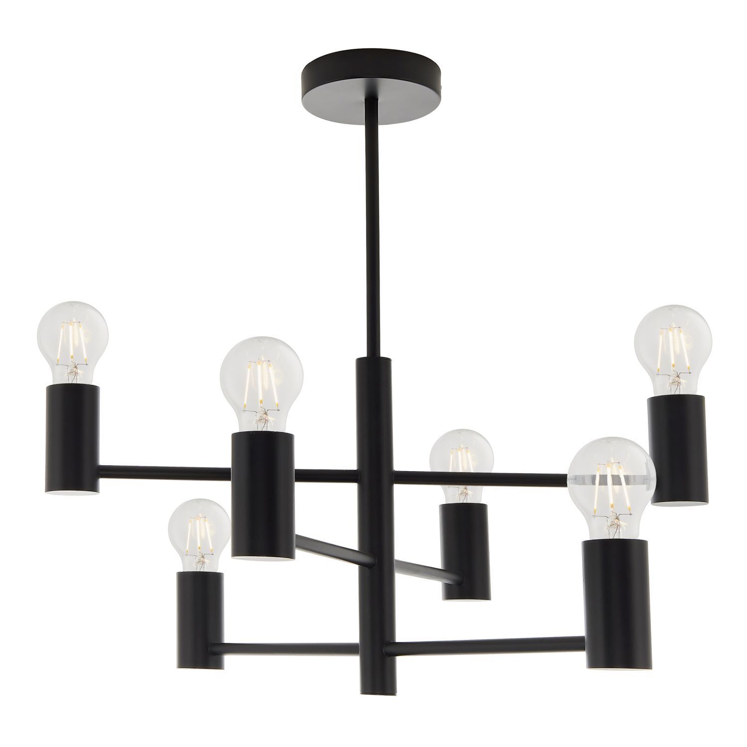 Lampe de plafonnier métal noir L : 55,3 cm minimaliste 6x E27