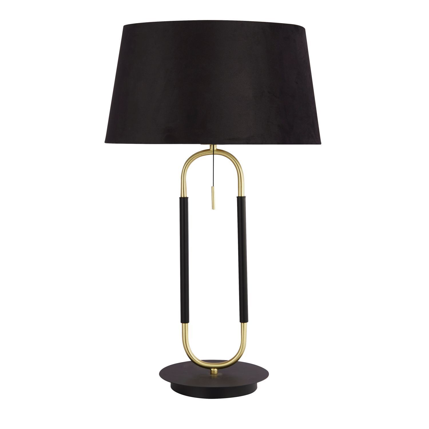 Lampe de table noir laiton E27 63 cm de haut tissu métal