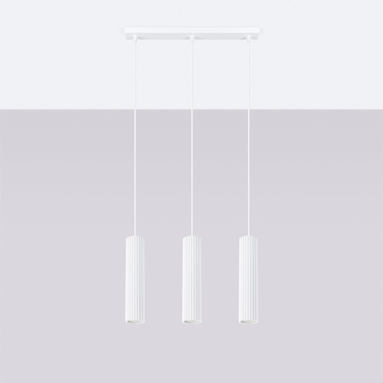 Hängeleuchte 3-flammig GU10 B: 45 cm schmal Weiß Modern Leuchter, Lampe