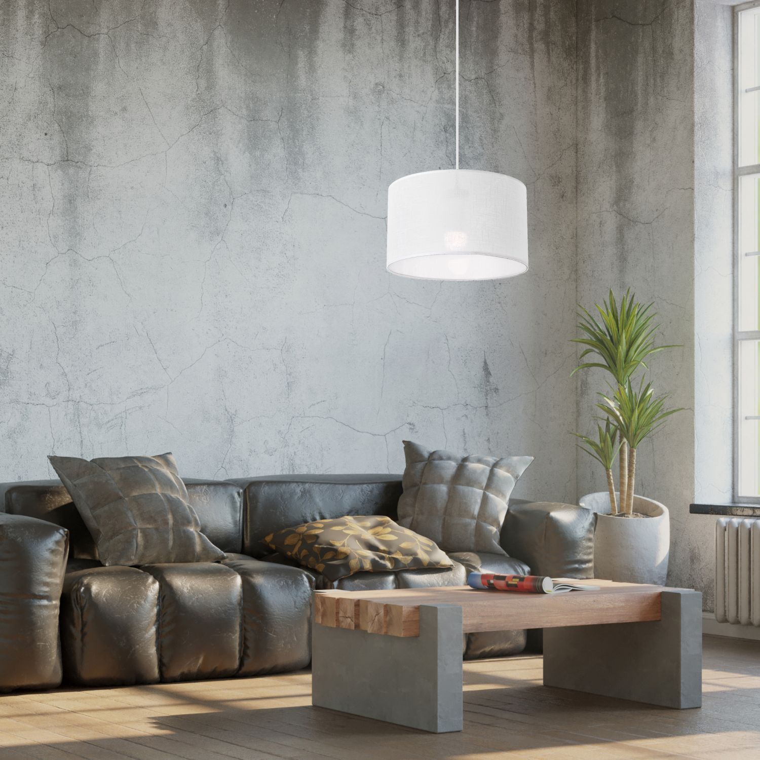 Lampe à suspendre Blanc Tissu Ø 35 cm réglable confortable Moderne E27