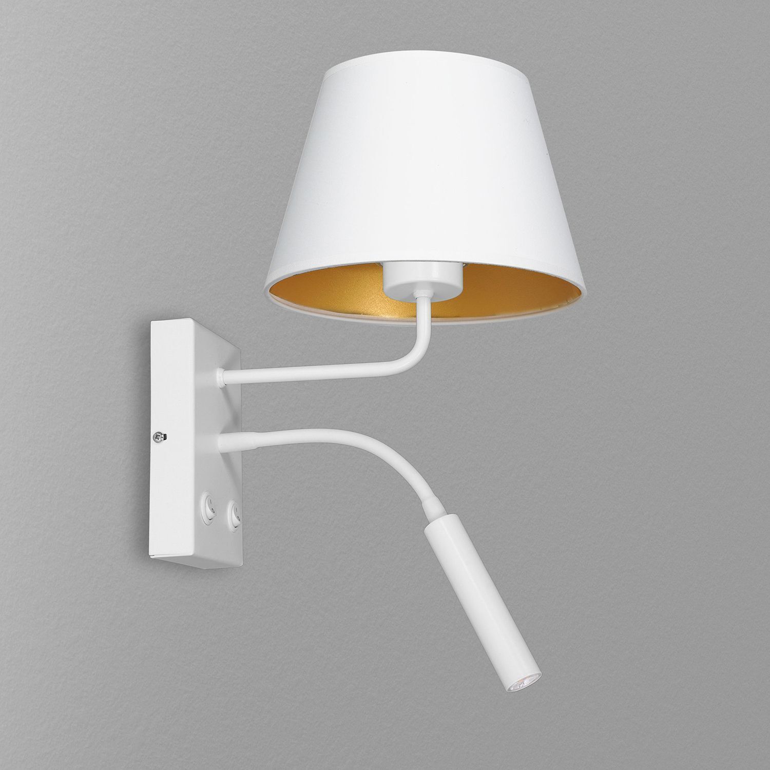 Blendarme Wandlampe Weiß Gold Stoff Lesearm E27 G9