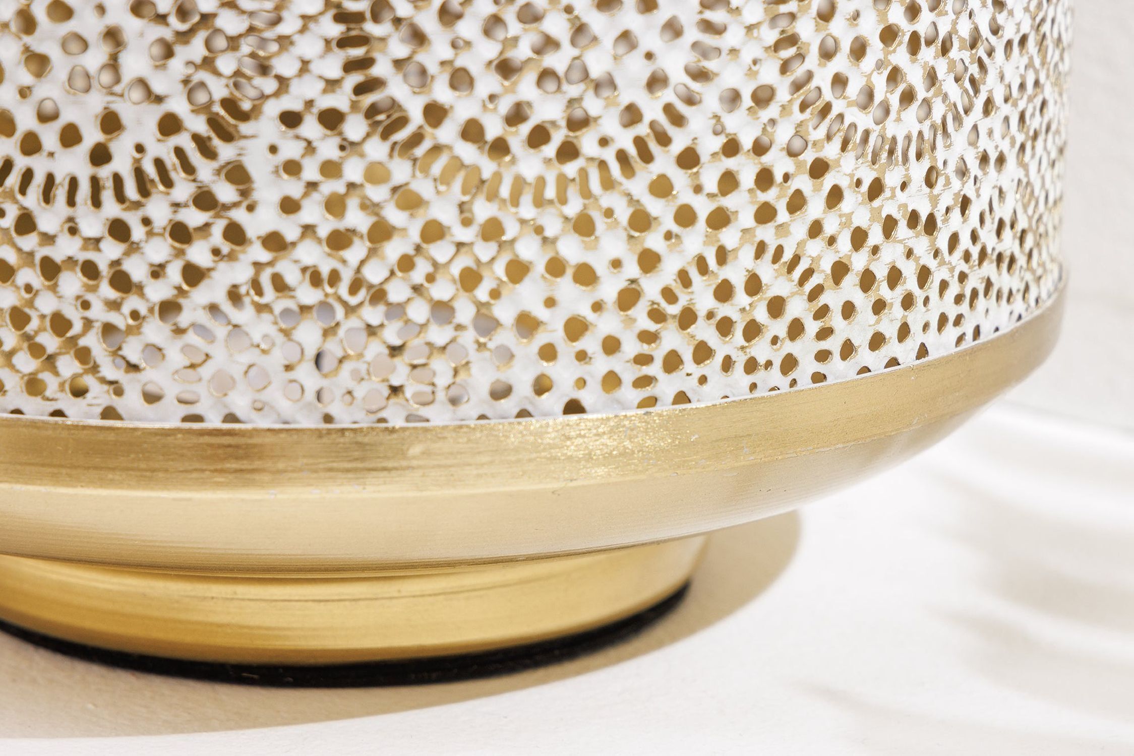 Lanterne Fer Ø 18 cm Blanc Or Artisanat REMUS Lampe, Kunst, Porzellan, Töpferei