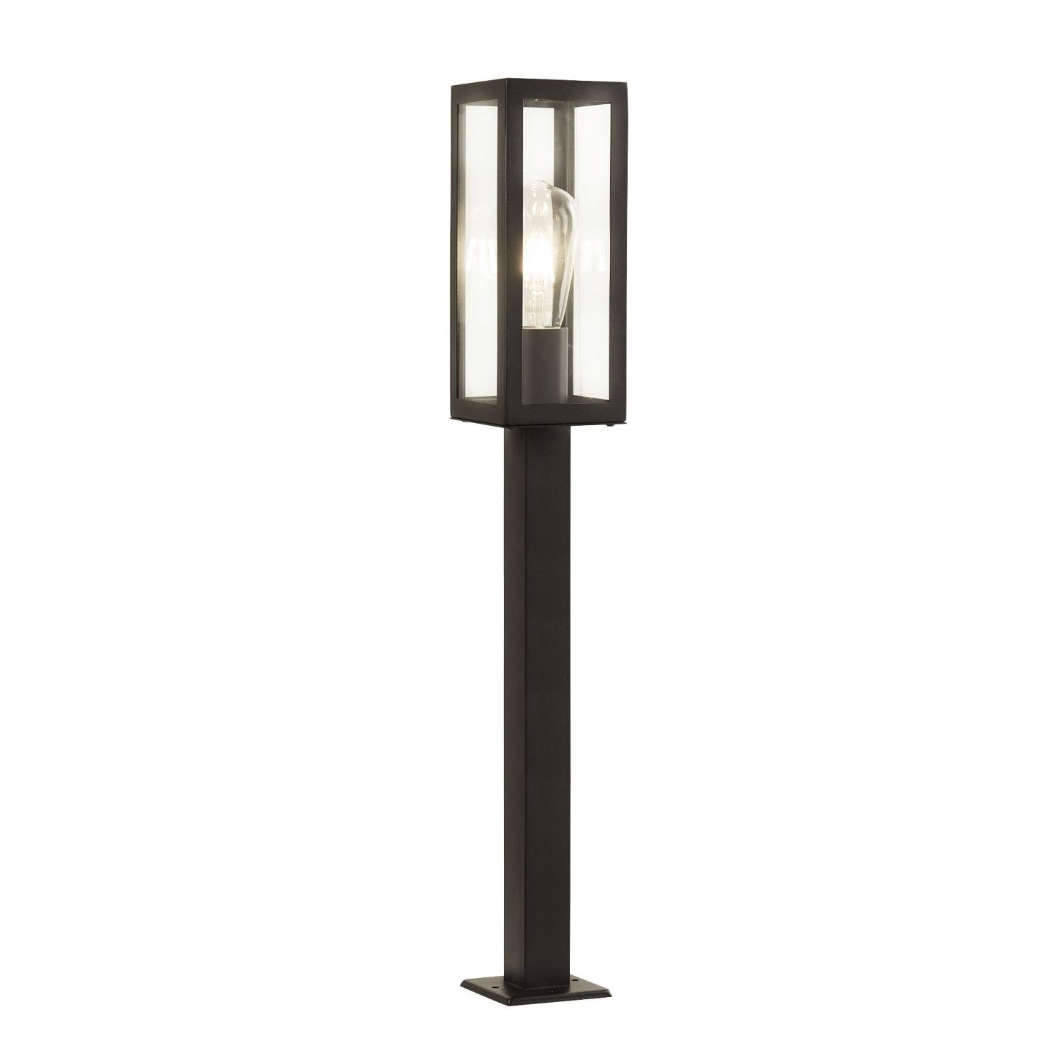 Lampe d'extérieur acier inoxydable verre IP44 E27 90 cm noir