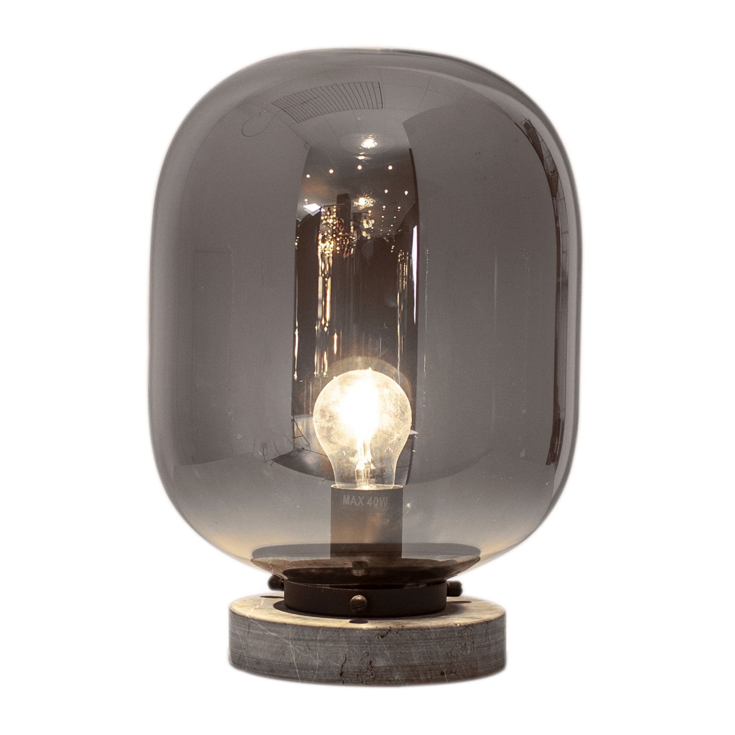 Tischlampe Marmor Metall Rauchglas 34 cm Grau E27 Licht, Lampe