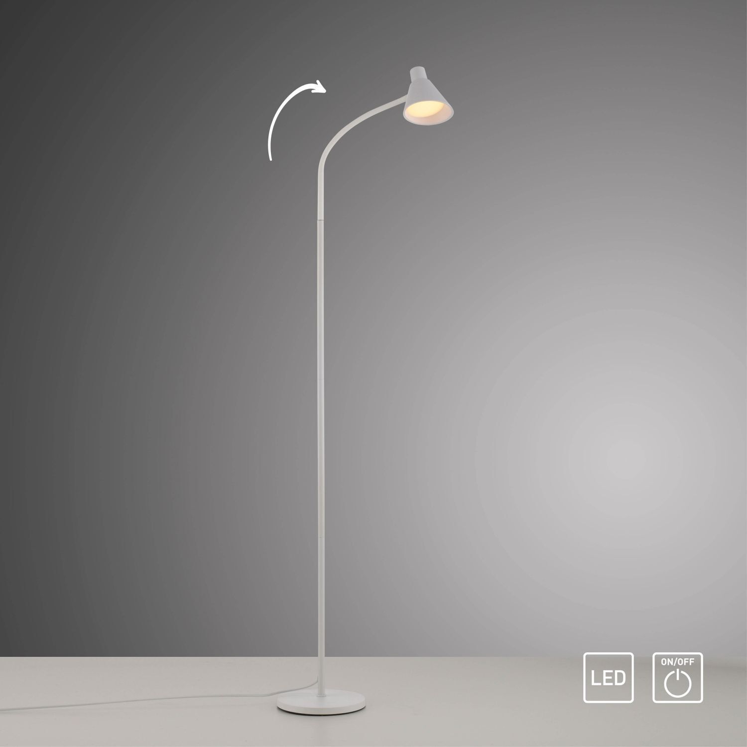Lampadaire LED blanc métal 150 cm 4 W 3000 K flexible Lampe