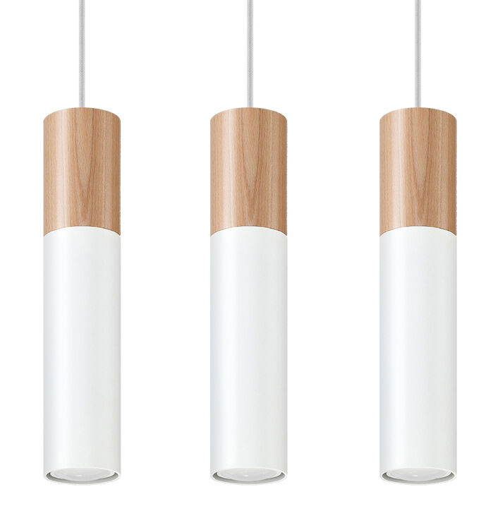Suspension Blanc Métal Bois 3-flmg Scandinave