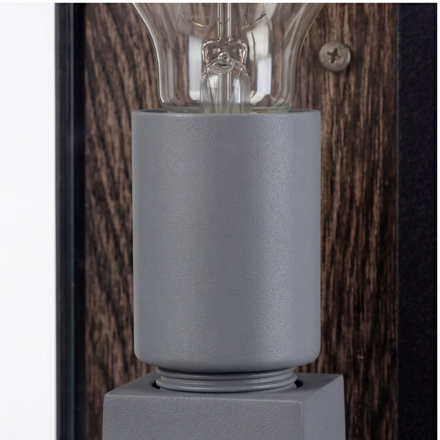 Tischlampe, Lampenkopf, Grau, Holzdekor, LED-fähig