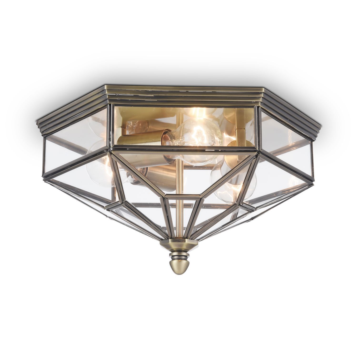 Deckenleuchte Metall Glas IP43 in Bronze E27 3-flammig Deckenleuchte, Leuchte