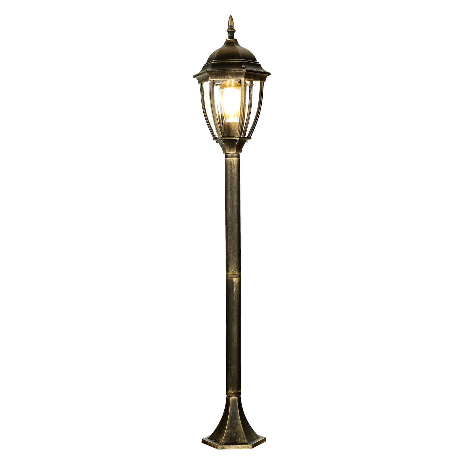 Lampe sur pied rustique jardin E27 or antique verre