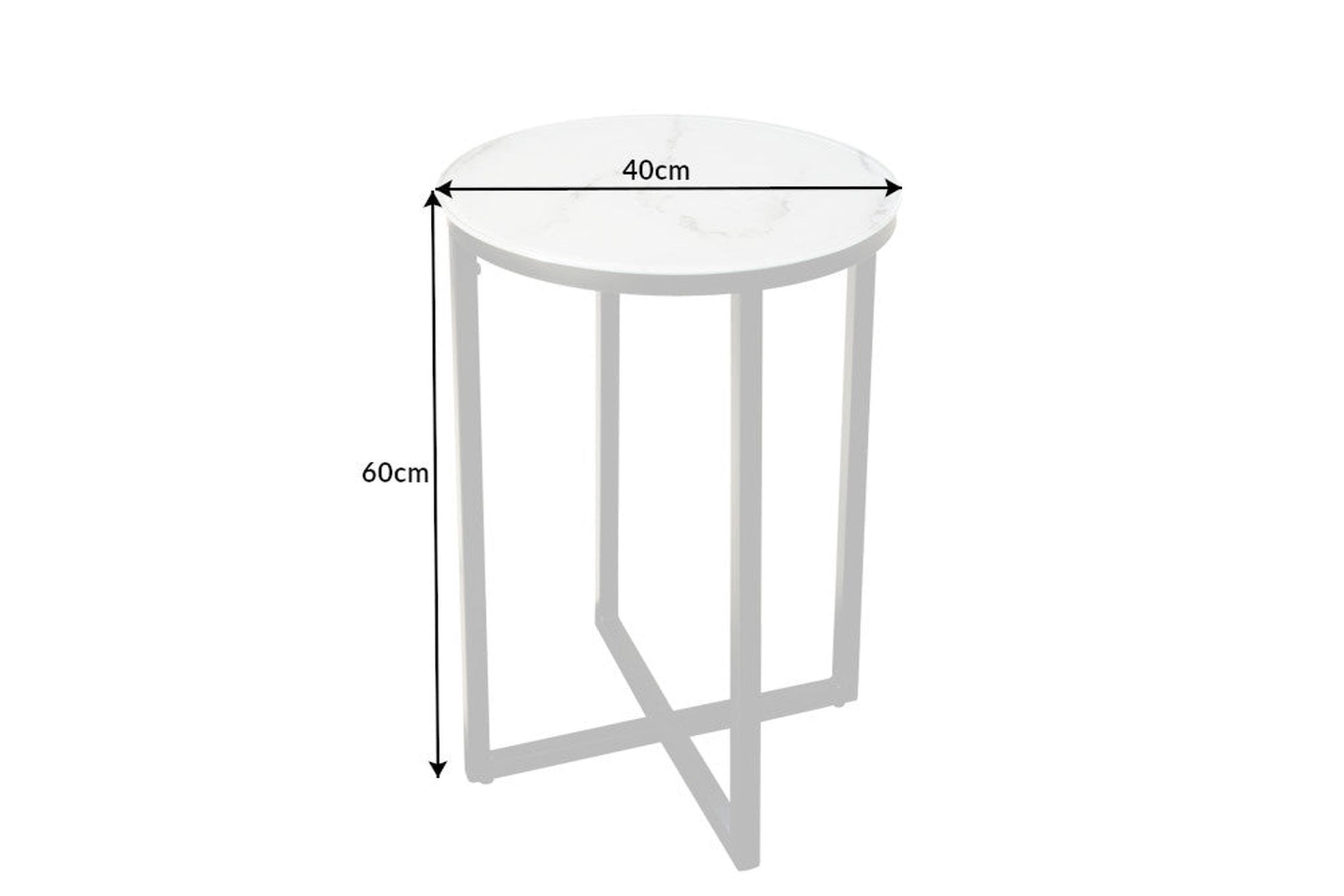 Table d'appoint verre dur métal en blanc noir 40x40 cm Moebel, Tabelle