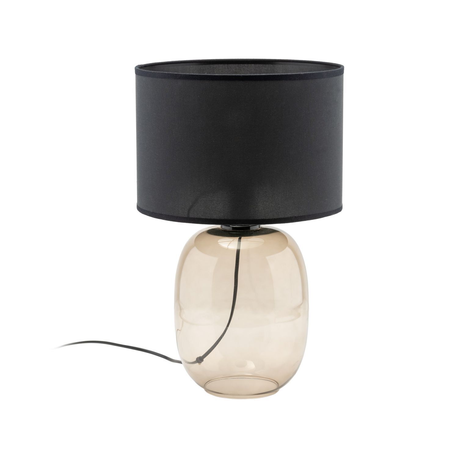 Lampe de table verre fumé tissu E27 48 cm Ø 30 cm KYLE
