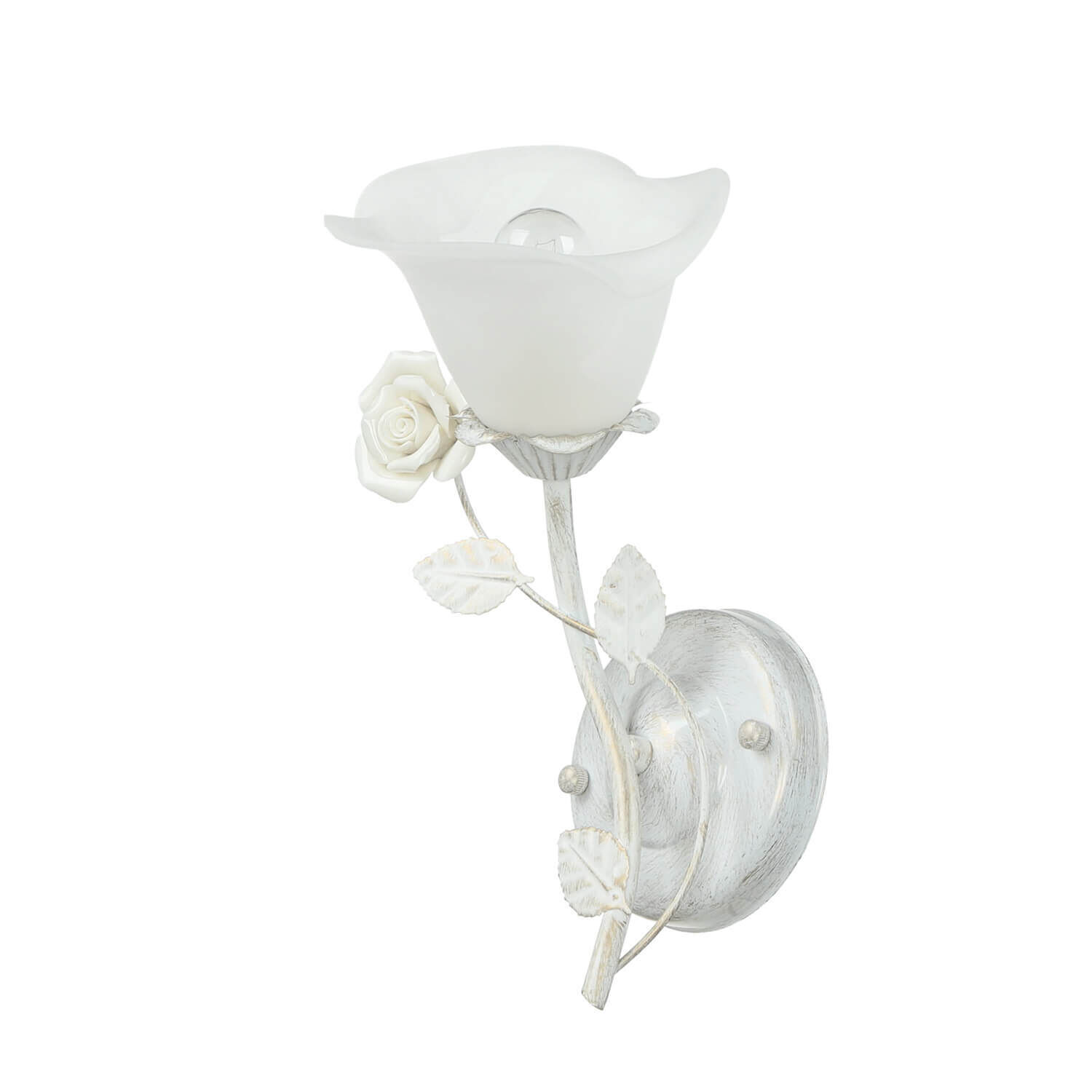 Wandleuchte Shabby Blumen Creme Weiß Landhaus Lampe