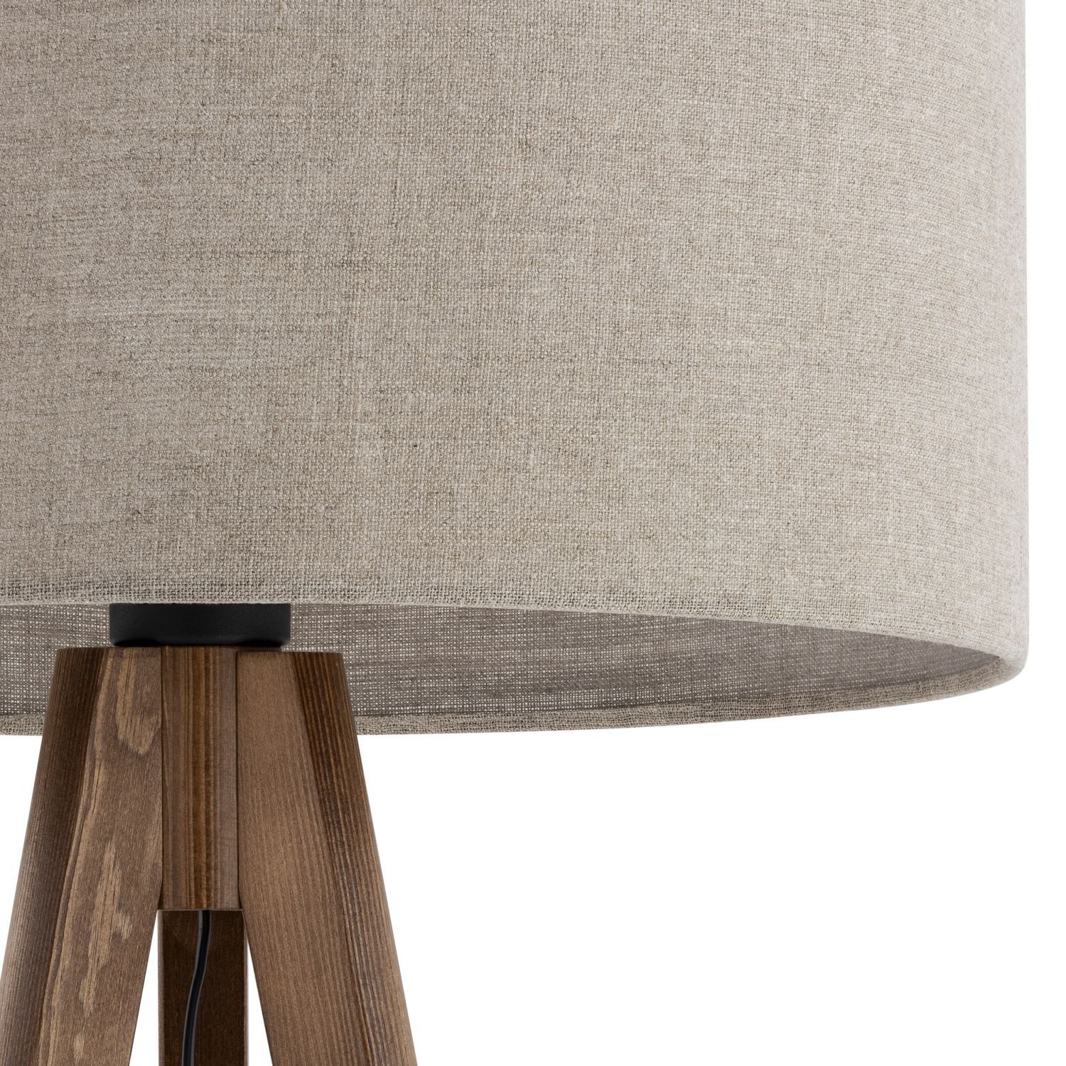 Stehleuchte klein 145 cm Leinen Holz E27 Dreibein Lampe, Lampenschirm