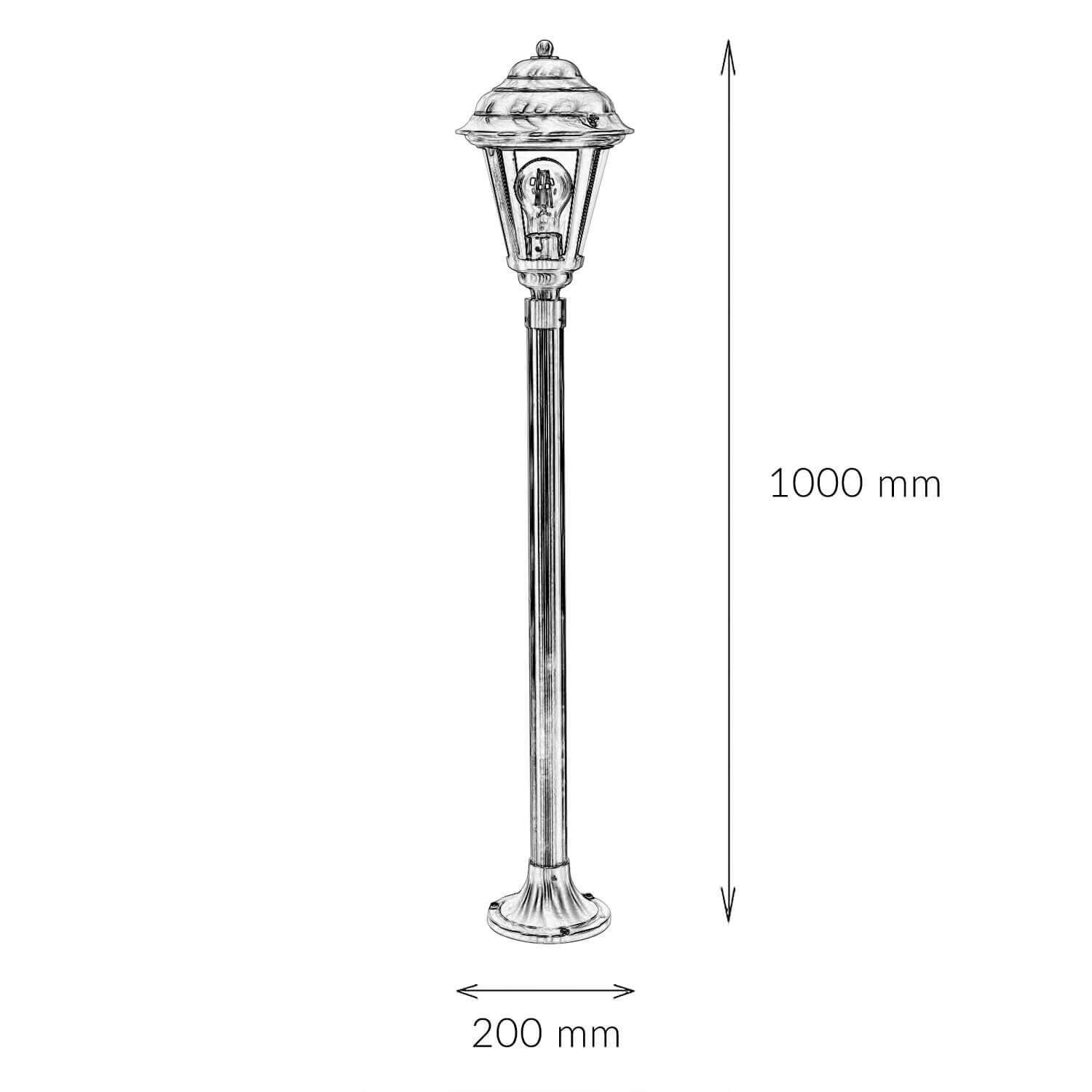 Wegeleuchte Messing in Grau 100 cm E27 Rustikal E27