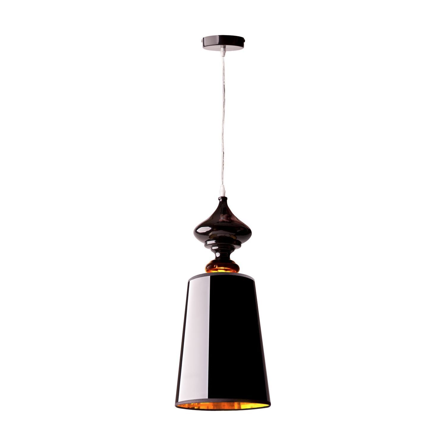 Hängelampe Stoff in Schwarz Gold E27 Ø 19 cm Lampe