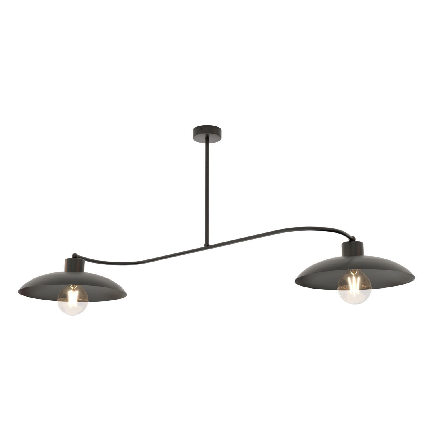 Deckenleuchte 2-flammig Schwarz Metall E27 L:100 cm Leuchte, Lampe, Deckenleuchte