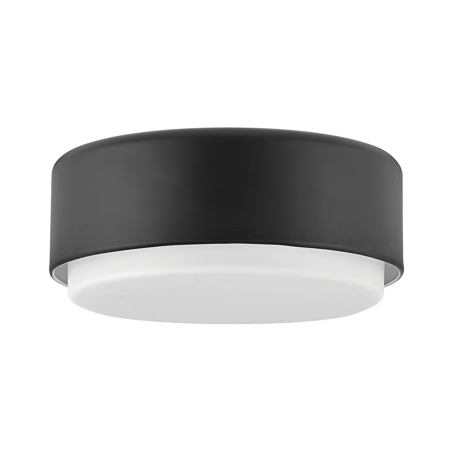 Deckenlampe rund Ø 30,5 cm Schwarz Weiß Metall Glas 2x E27 Deckenleuchte