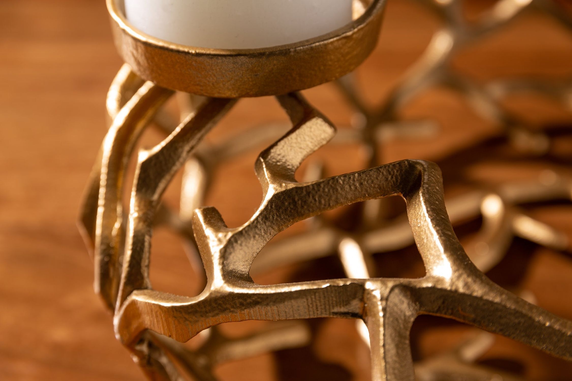 Bougeoir pour bougies bloc Ø 38 cm fait main en or Holz