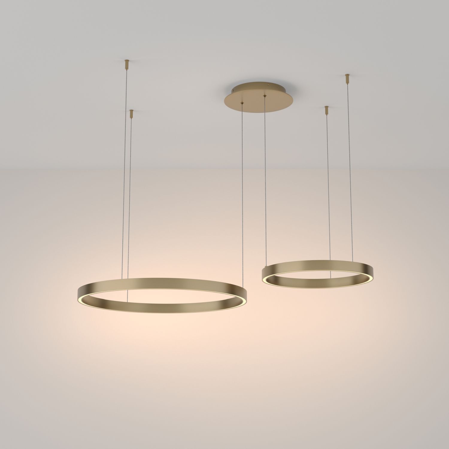 Lustre LED aluminium D : 60 cm H : max. 120 cm rond Leuchte, Kronleuchter, Lampe, Deckenleuchte
