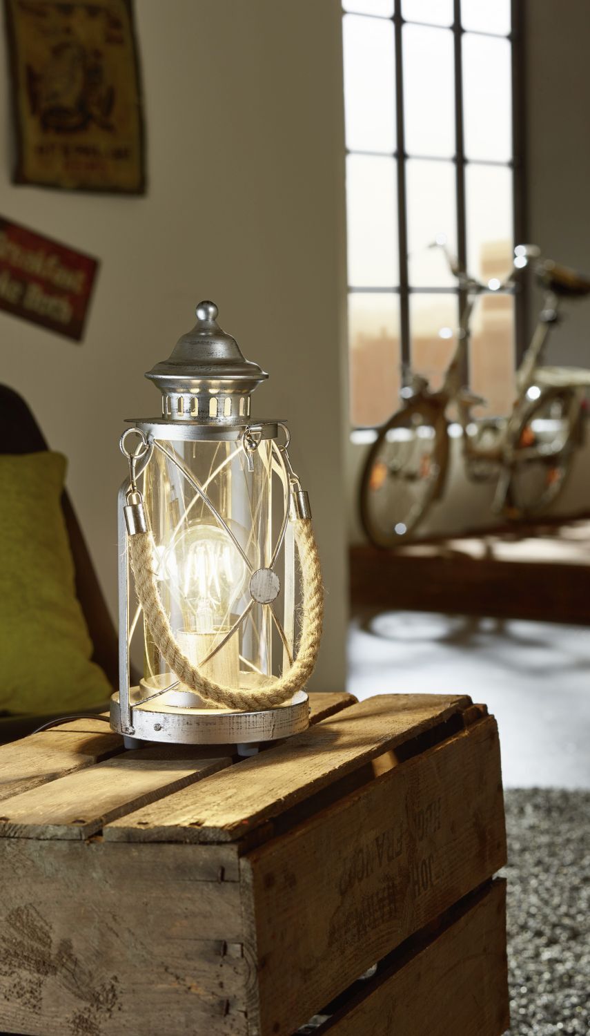 Lampe de table rustique Bradford argenté-antiquaire Ø14cm