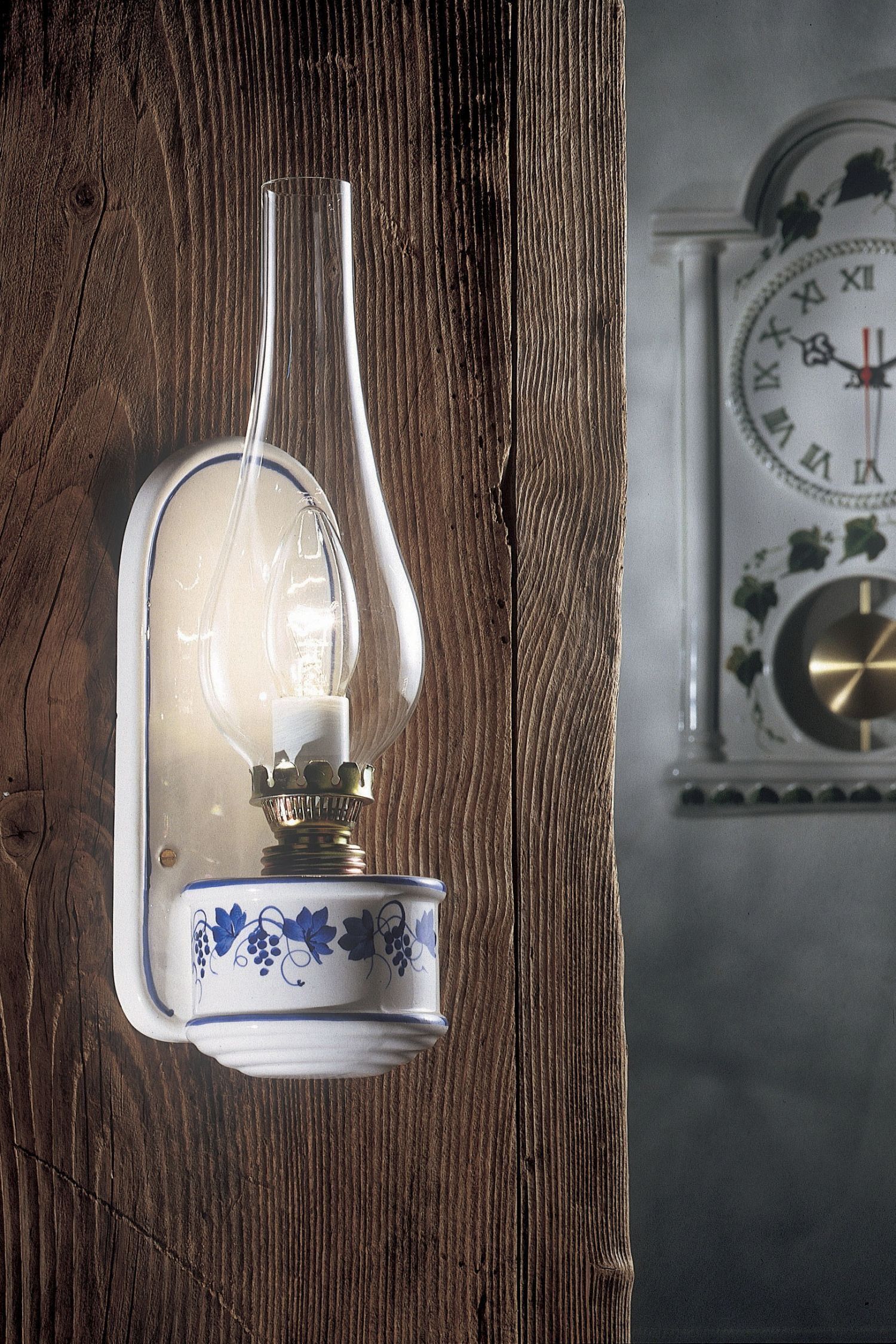 Wandlampe Metall Glas H: 33 cm E14 Vintage Design
