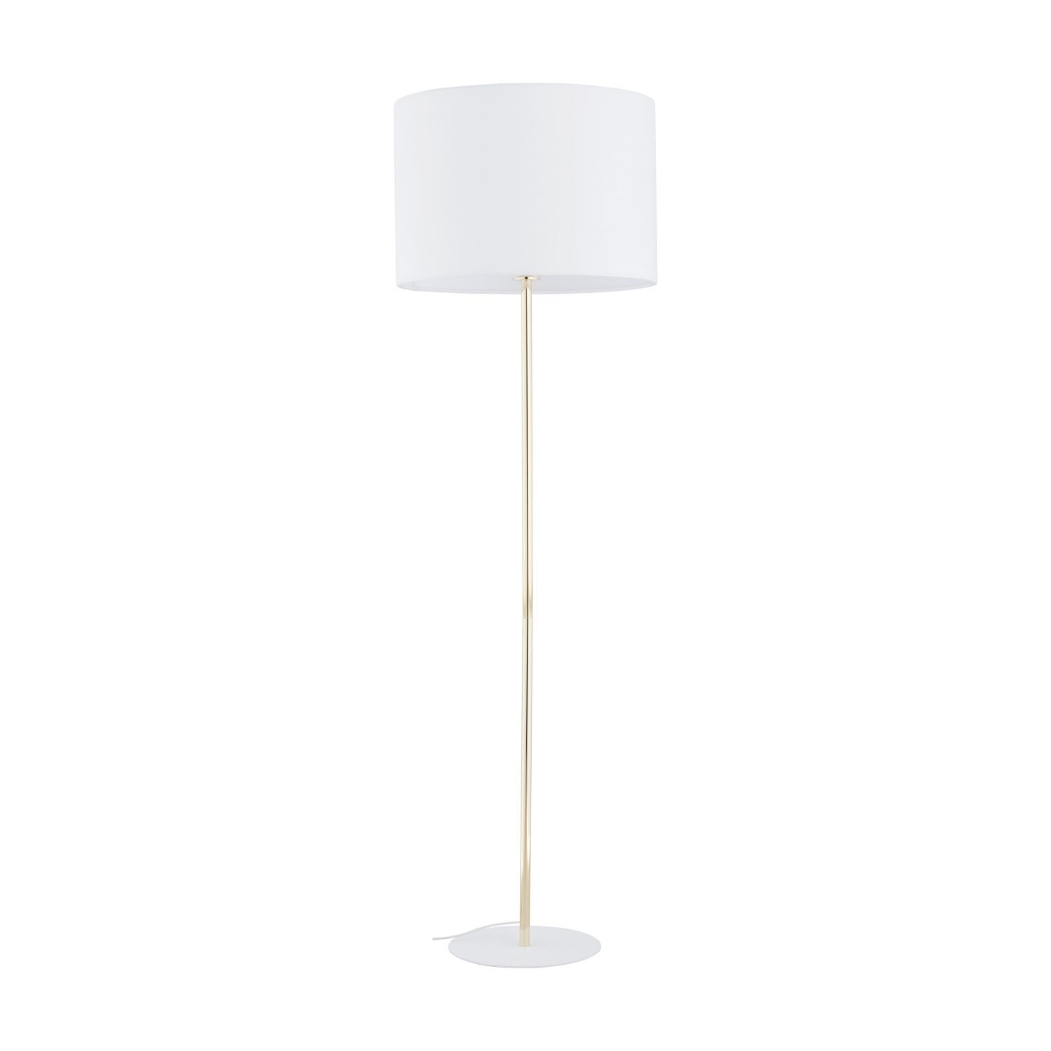 Stehleuchte Gold Weiß 160 cm aus Metall Stoff E27 Wohnzimmer Lampe, Lampenschirm