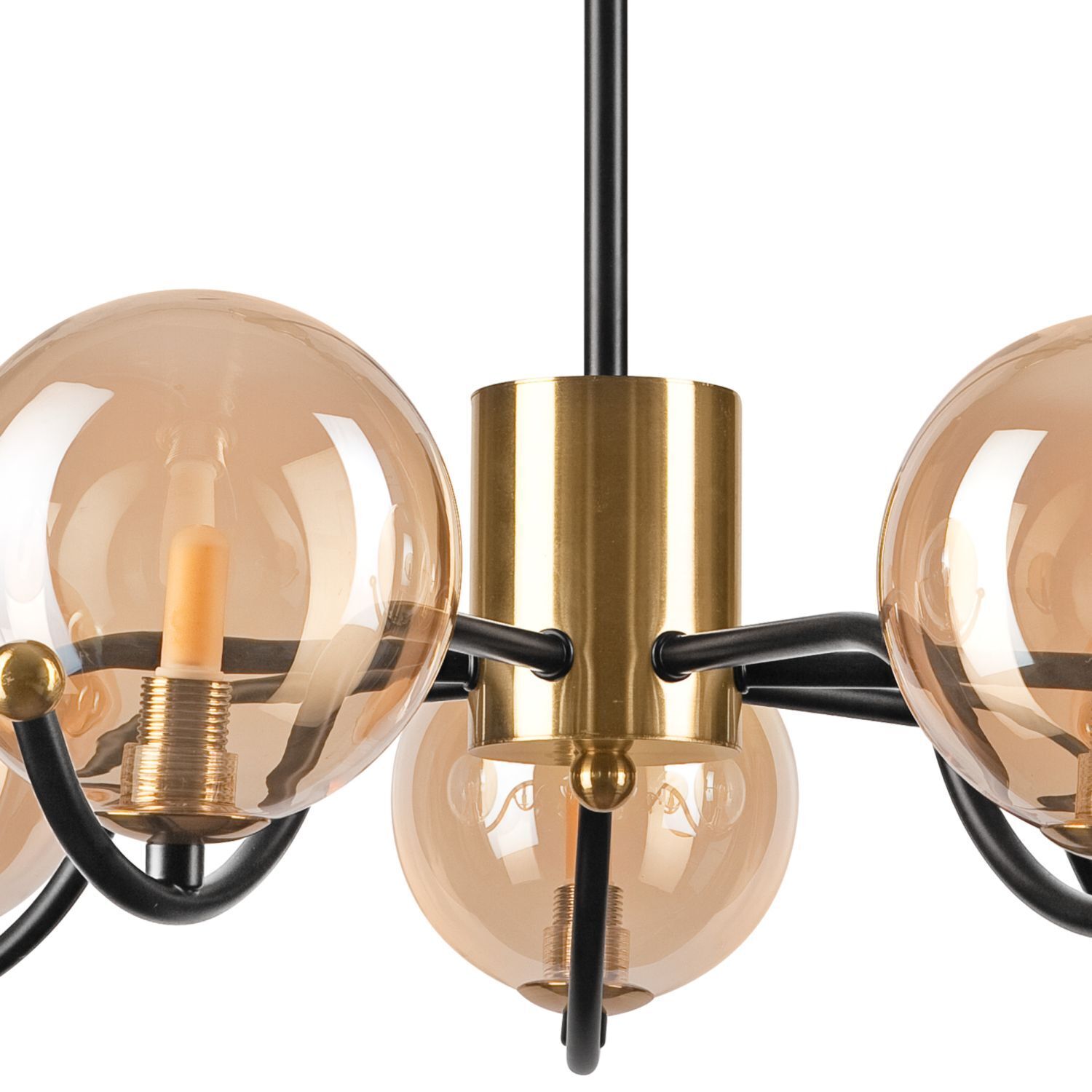 Blendarme Deckenlampe Glas G9 7-flammig Kugeln in Gold