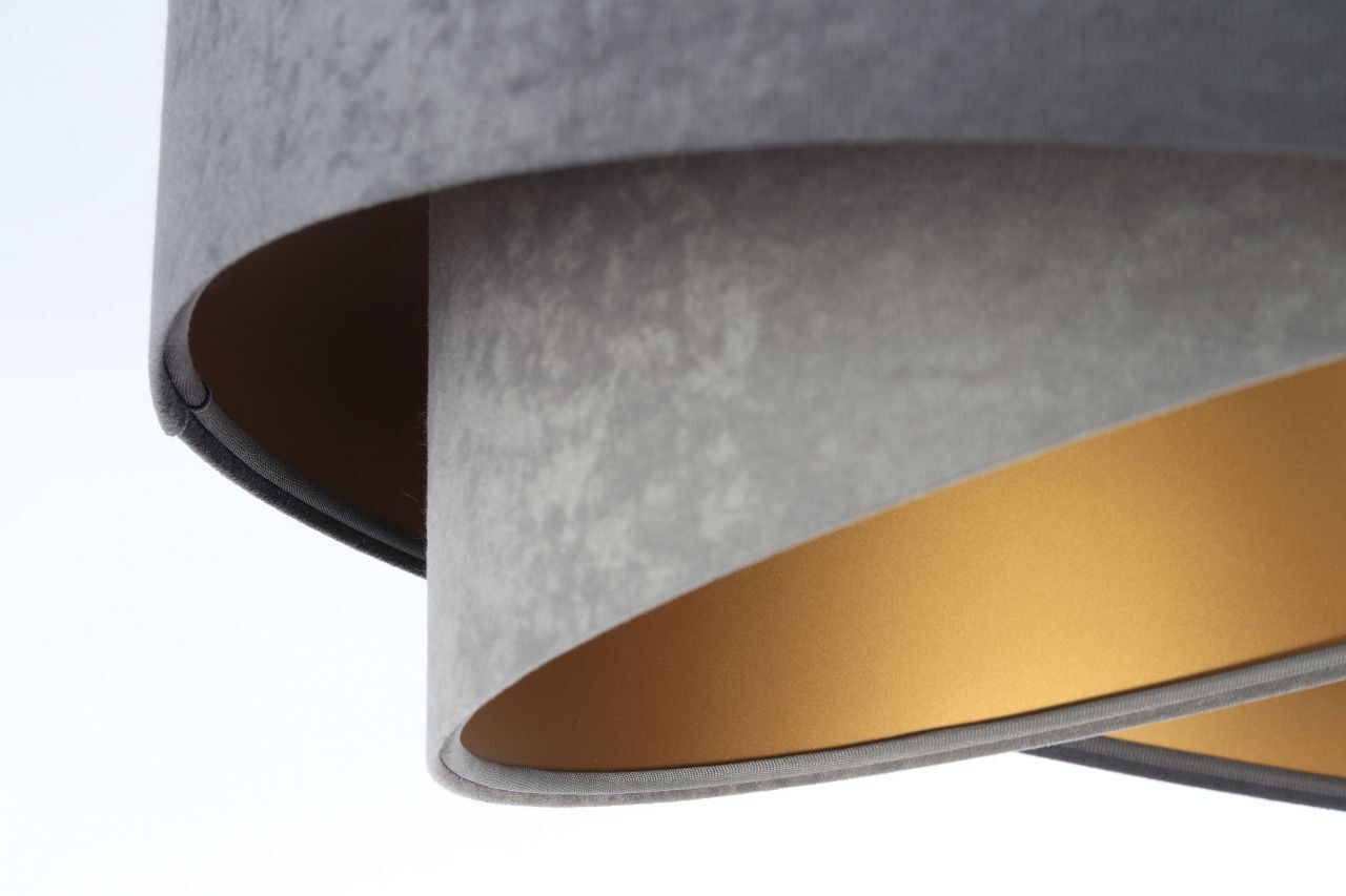 Pendelleuchte rund D: 50 cm Grau Gold E27 Stoffschirm Lampe, Lampenschirm