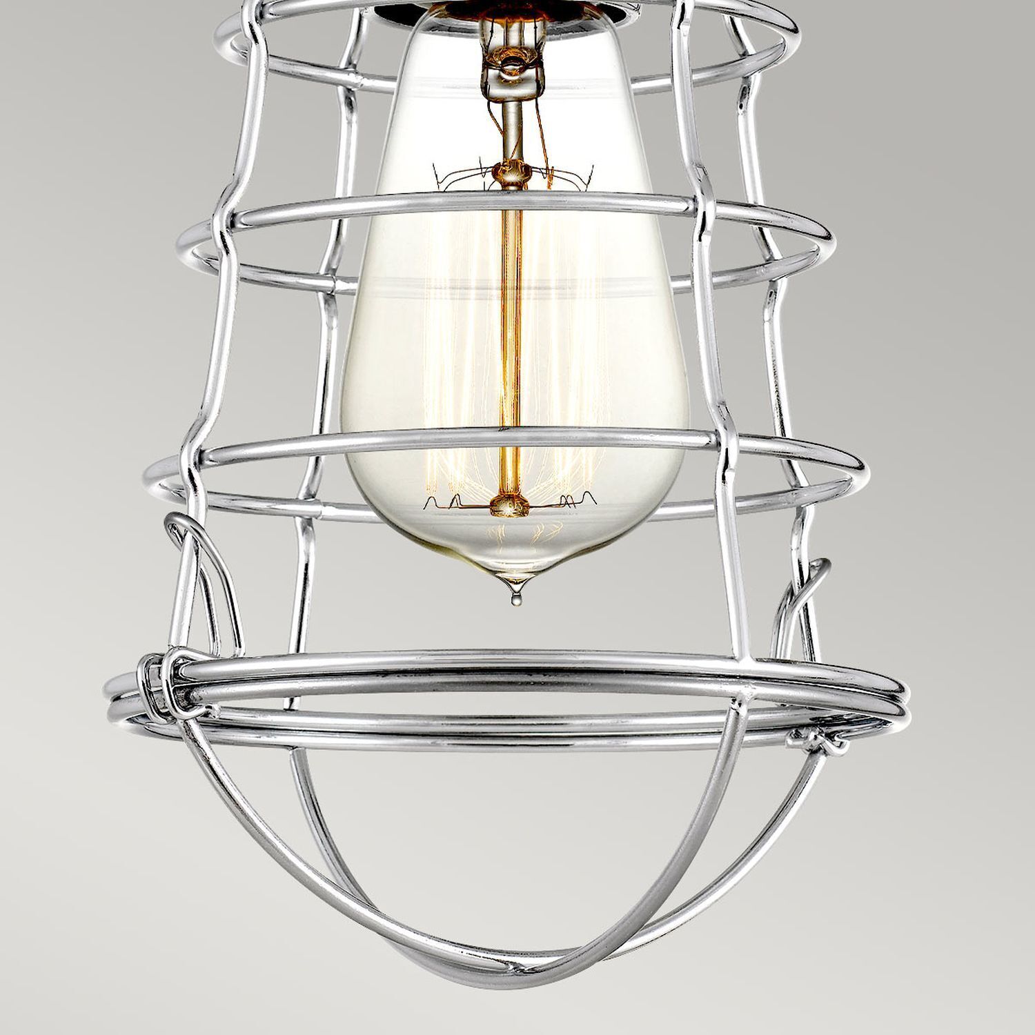Deckenlampe klein Metall Ø 14,5 cm in Chrom poliert Vintage Kunststoff?, Glühbirne, Edison-Glühbirne, Stahlkonstruktion, Hängelampe