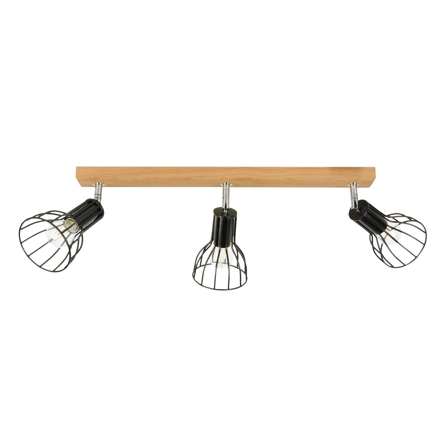 Long spot de plafond bois métal 3 flammes flexible