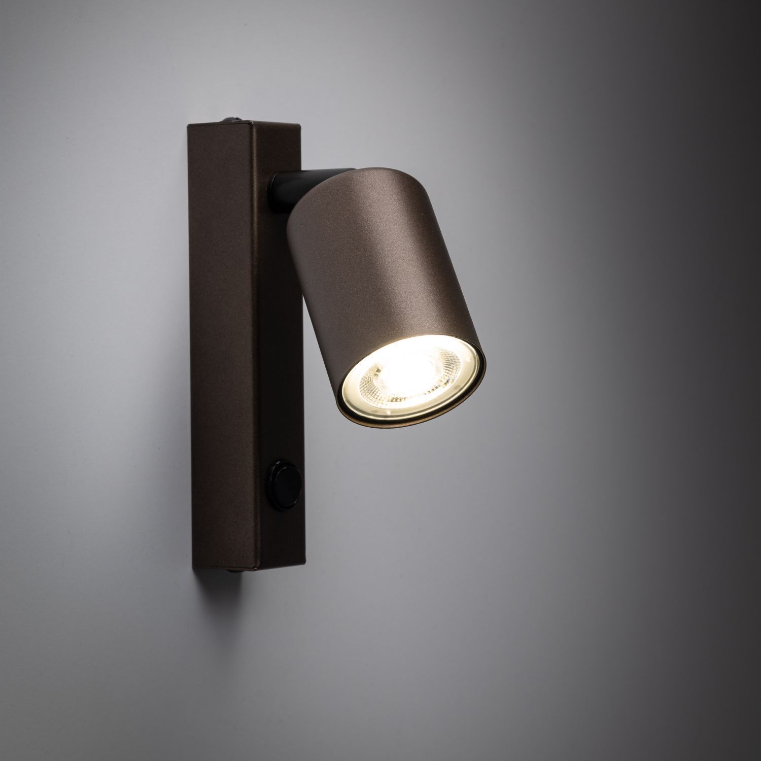 Wandspot Metall mit Schalter Braun GU10 verstellbar H: 22 cm