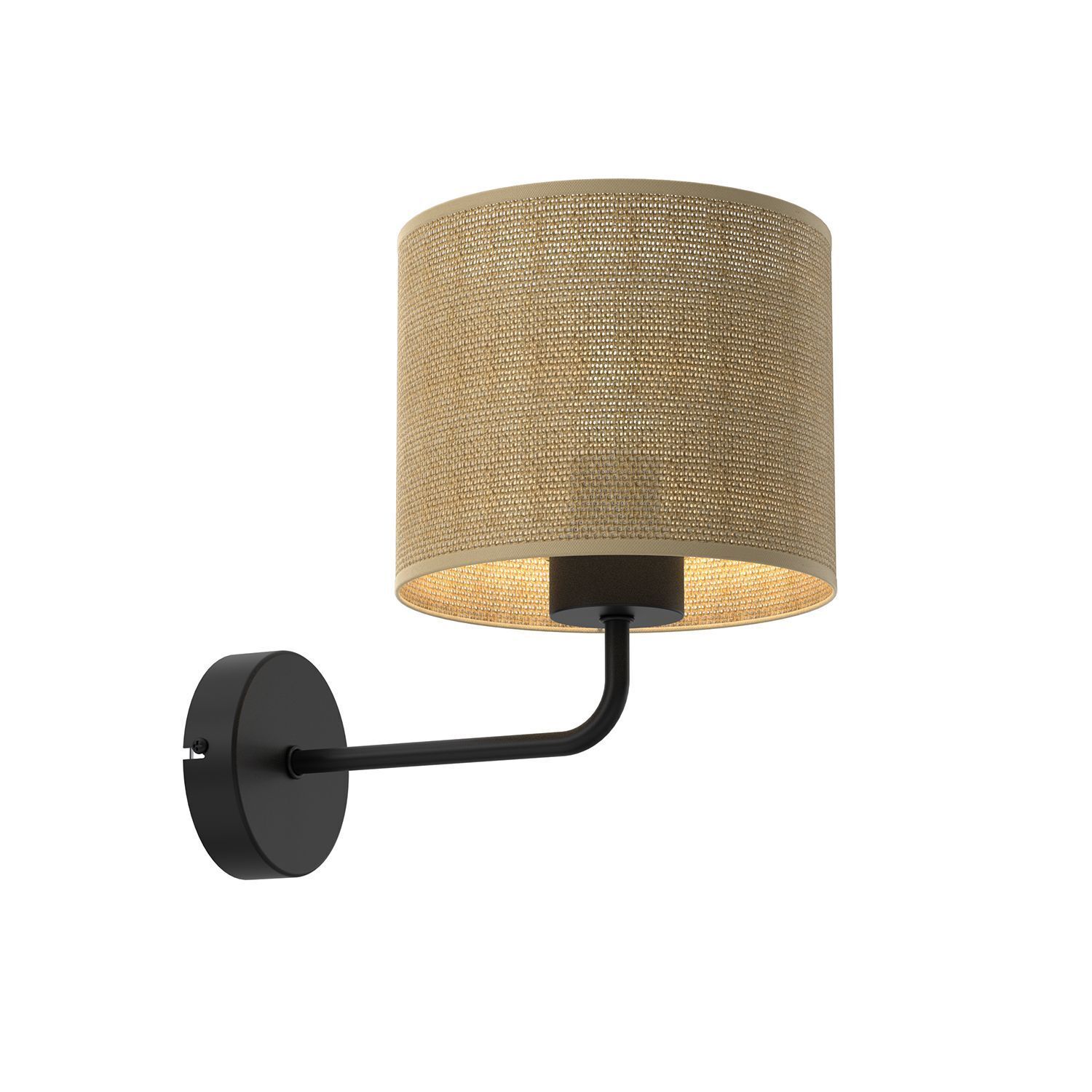 Wandlampe Jute Metall Schwarz T:26 cm E27 blendarm