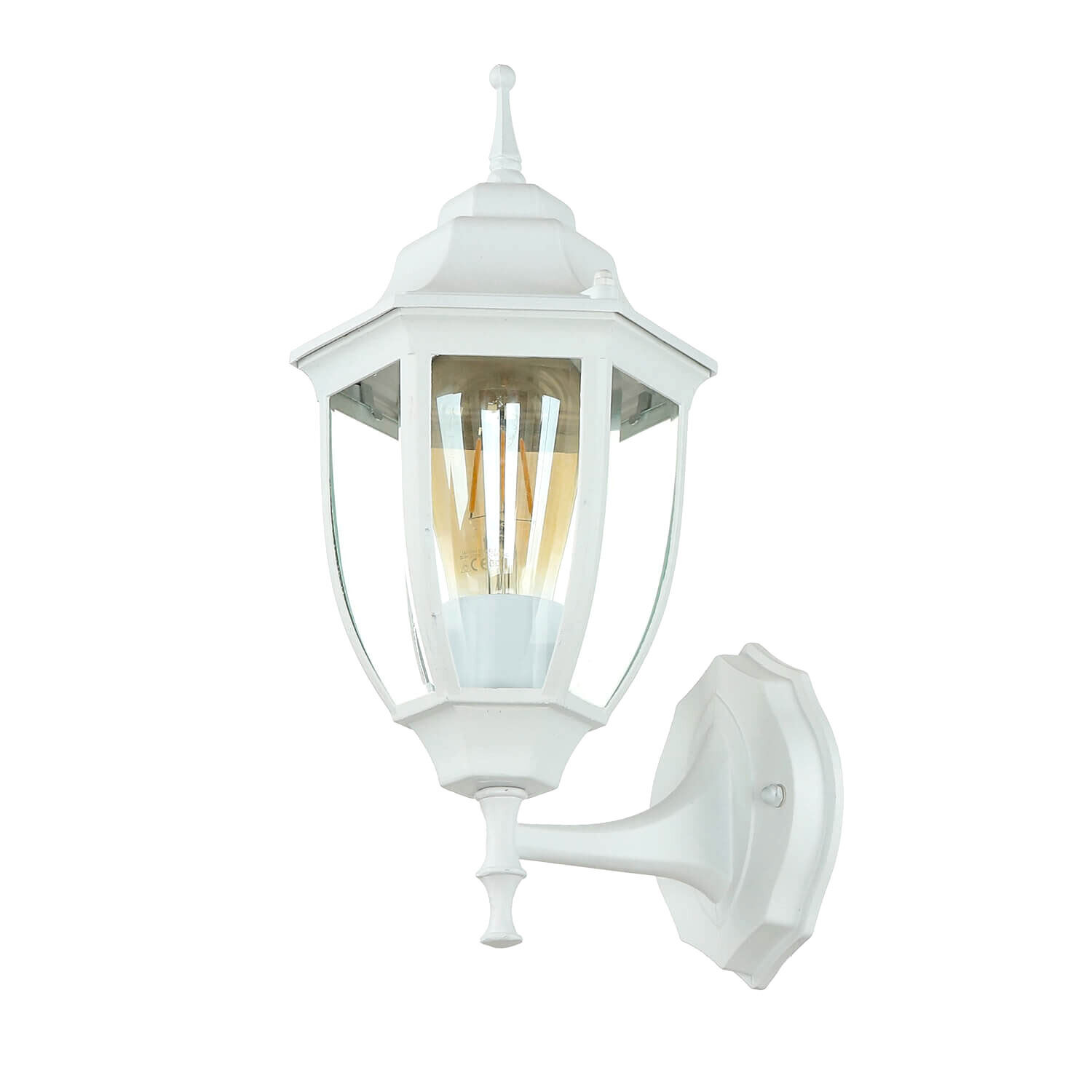 Außenlampe, Wandleuchte, Gartenlampe, Laterneform, Weiß