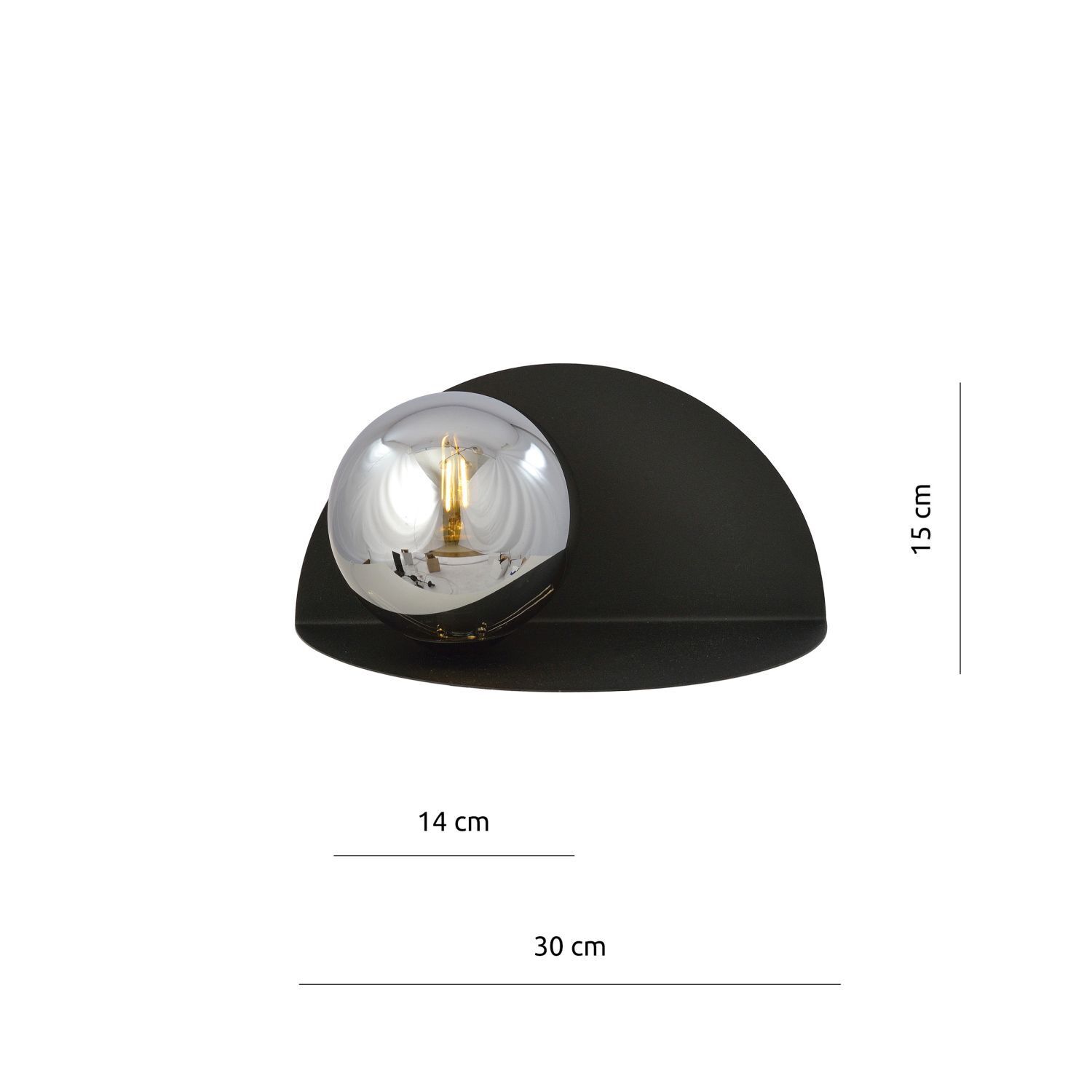 Wandlampe Rauchglas Metall B: 30 cm Schwarz Graphit E14