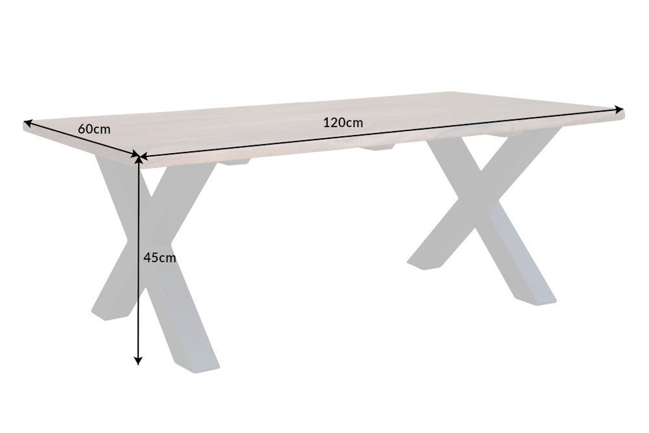 Table basse 120 x 60 cm bord d'arbre x -pieds Industrial Moebel, Tabelle, Schreibtisch, Esstisch, Kaffeetisch