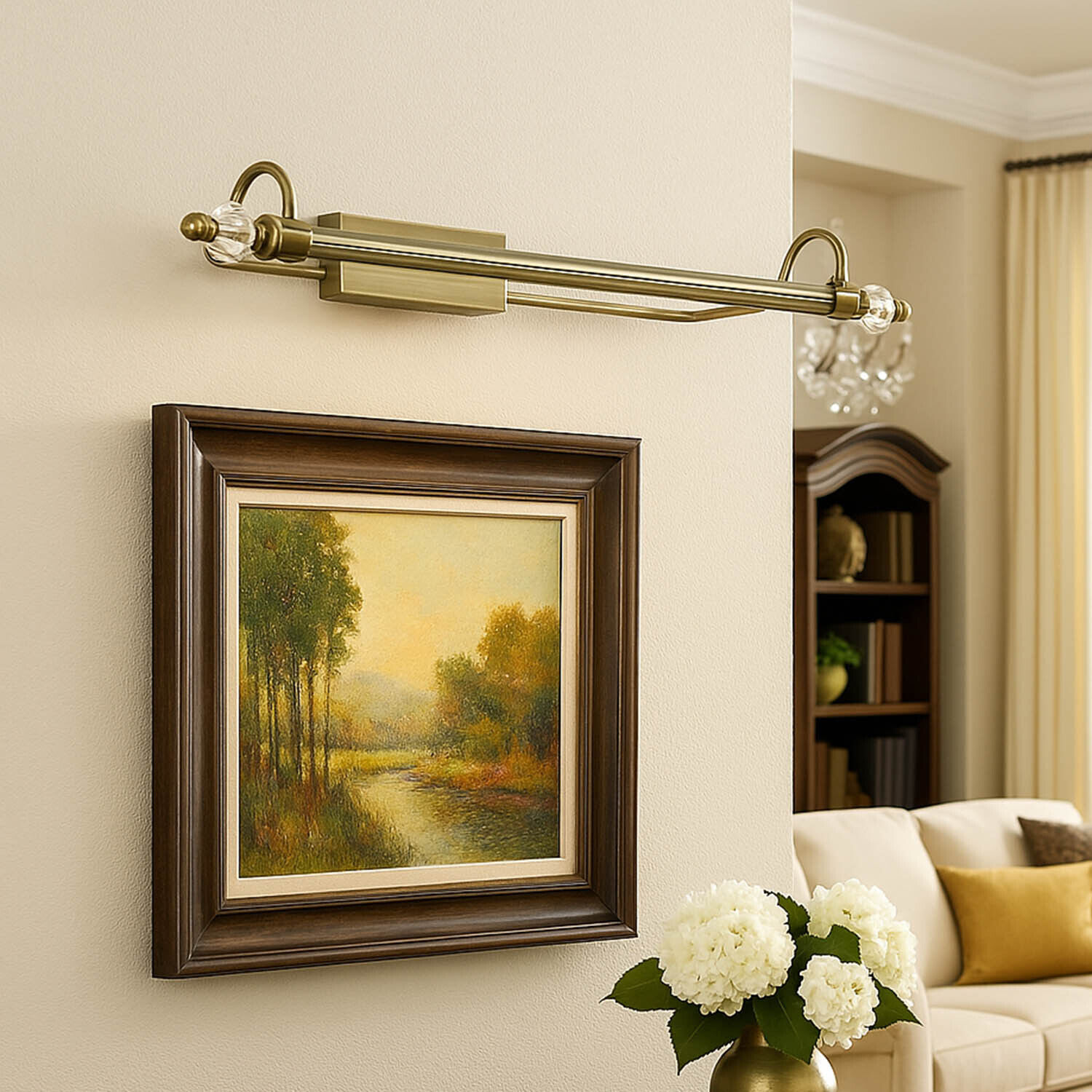 LED Bilderleuchte Metall Jugendstil 8W 79,5cm lang Blume, Pflanze