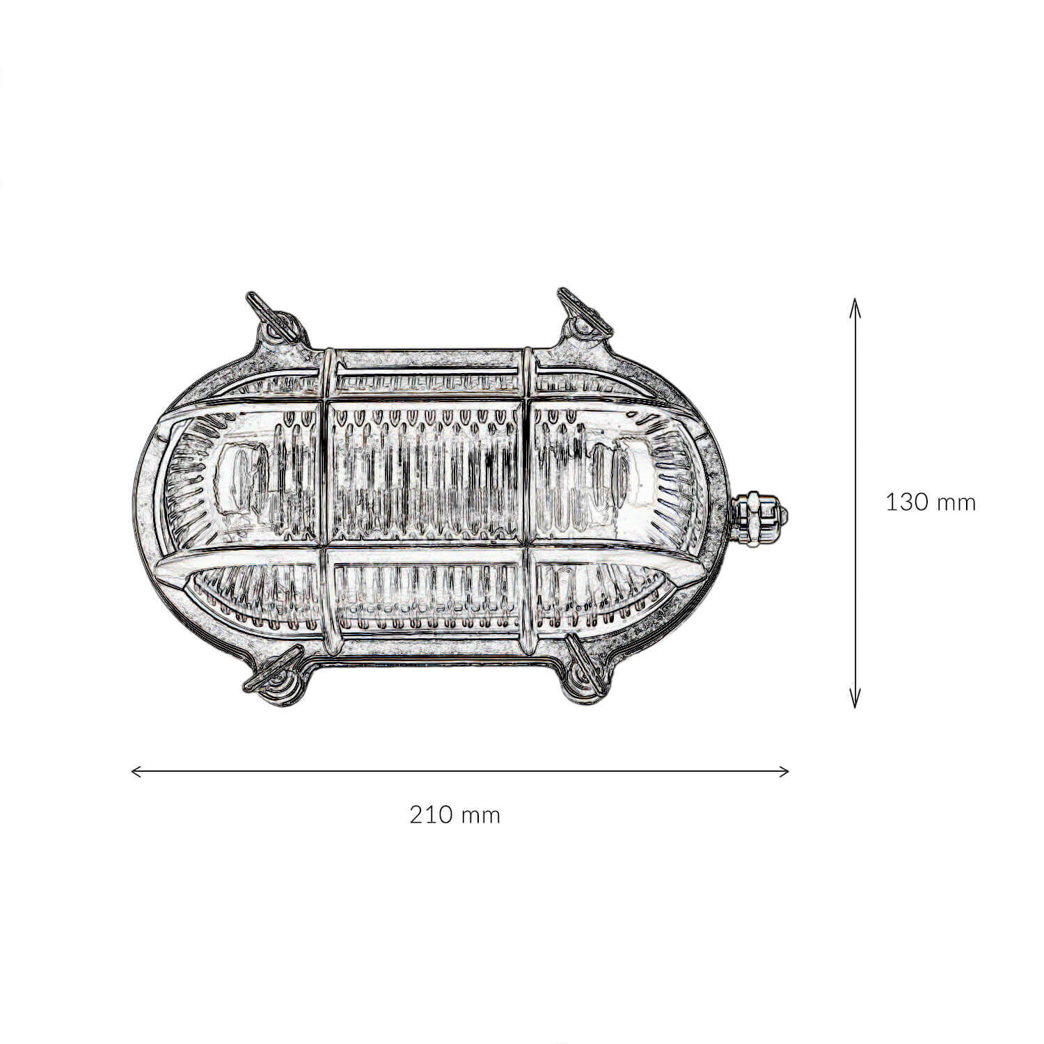 Lampe murale extérieure cuivre laiton véritable ovale IP64