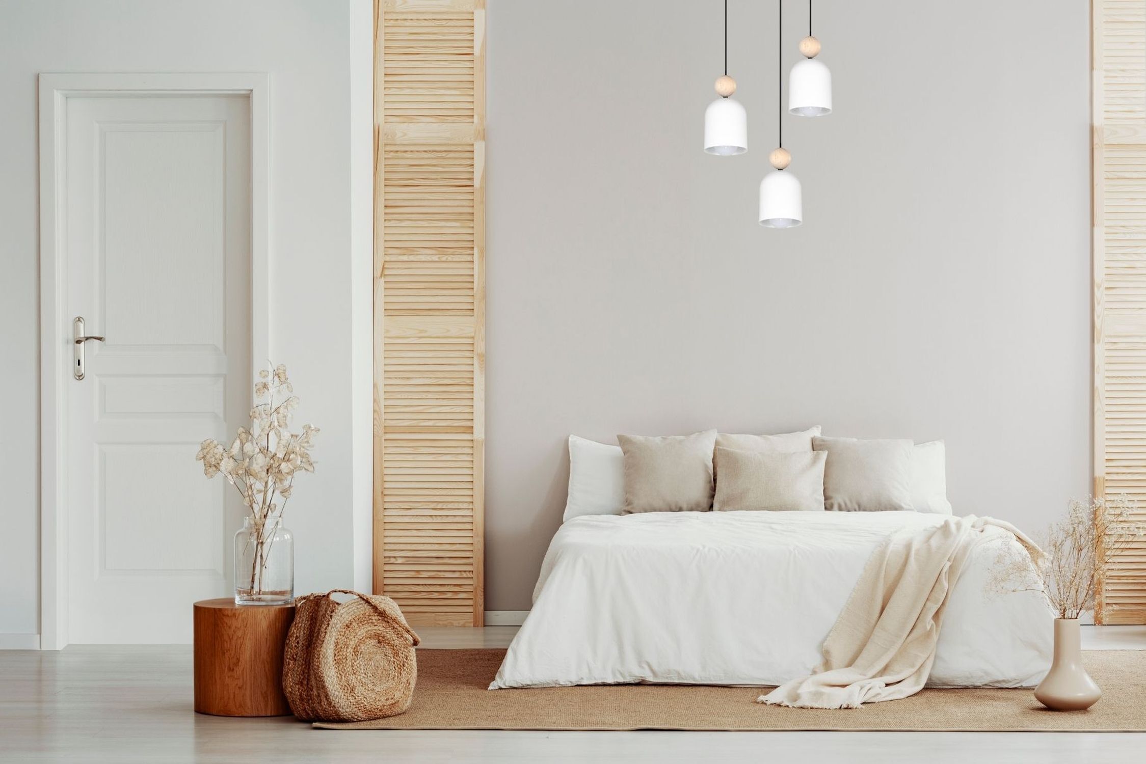 Runde Pendelleuchte Weiß Metall Holz 3-flmg E27 Ø36 cm Drinnen, Innenarchitektur, Inneneinrichtung, Kissen, Kopfkissen