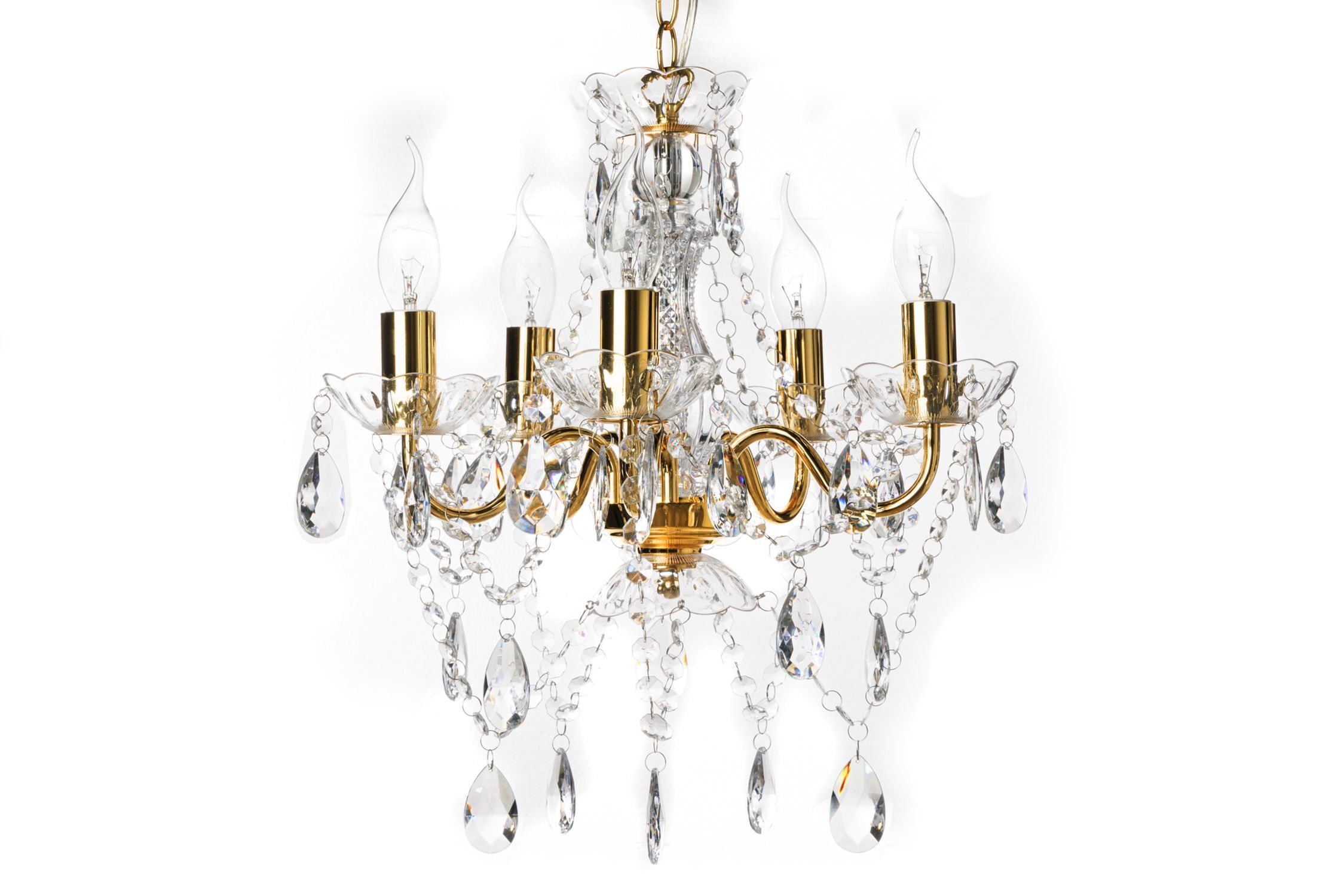 Kronleuchter Metall Acryl Kerzen 5-flammig E14 Leuchter, Lampe