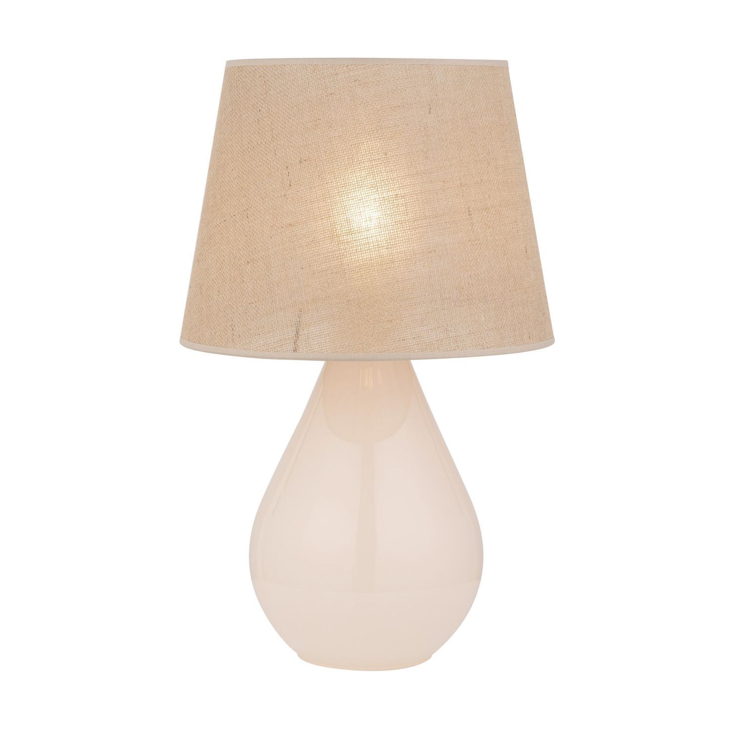 Tischleuchte Glas Jute 67 cm hoch Ecru Braun E27 RIKA Lampe, Tischlampe, Lampenschirm