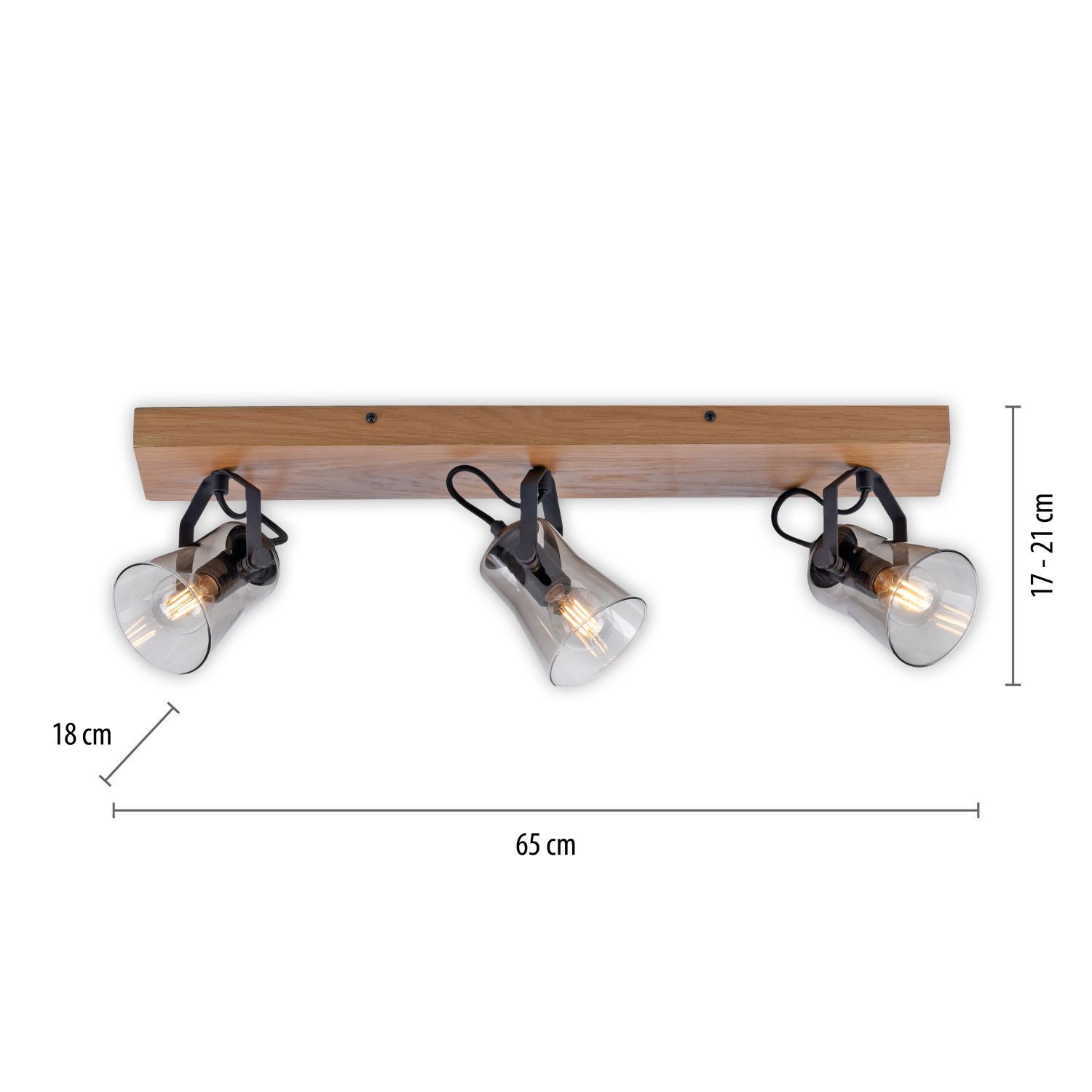 Spot de plafond réglable verre chêne E14 65 cm faible éblouissement Beleuchtung, Licht